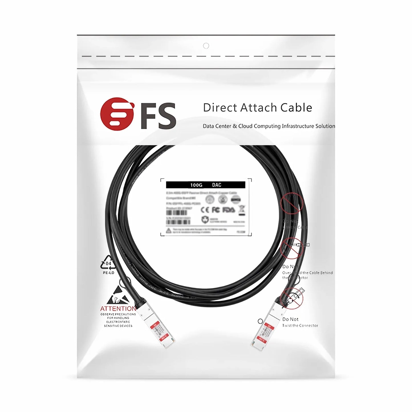 0.5m (2ft) Cisco QSFP-100G-CU0.5M Compatible 100G QSFP28 4 x 25G NRZ Passive Direct Attach Copper Twinax Cable