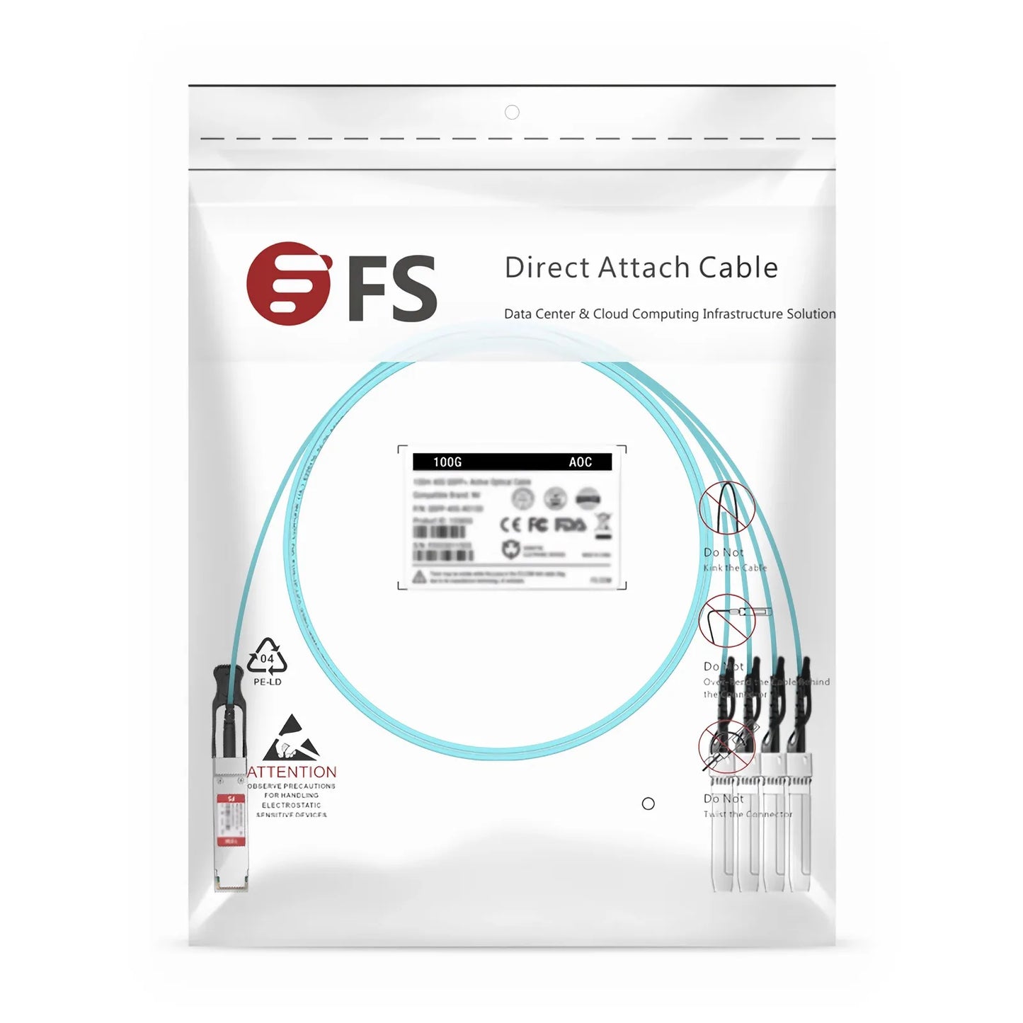 5m (16ft) Cisco QSFP-4SFP25G-AOC5M Compatible 100G QSFP28 4 x 25G NRZ to 4 x 25G SFP28 NRZ Active Optical Breakout Cable