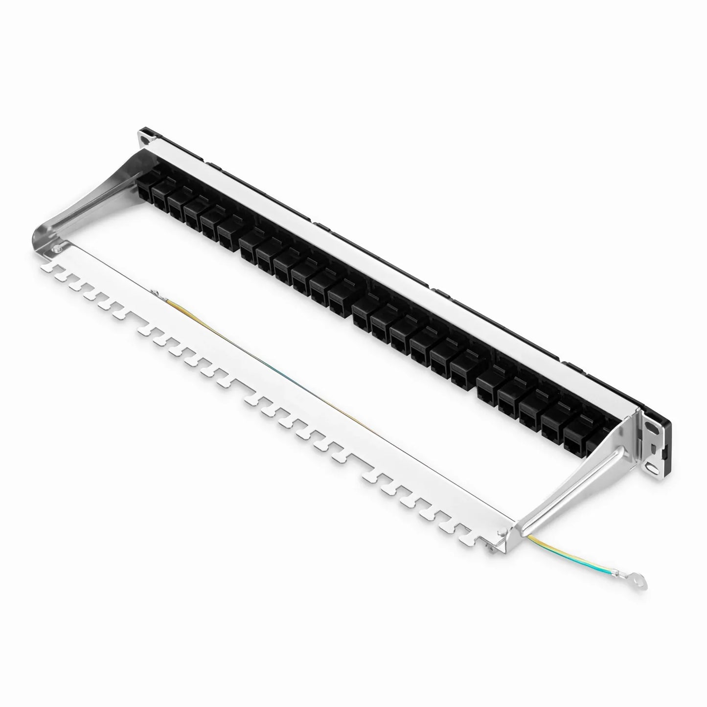 FDMP Cat6a Unshielded Coupler Recessed Patch Panel, 24-Port, 1RU, Cable Management Bar Included