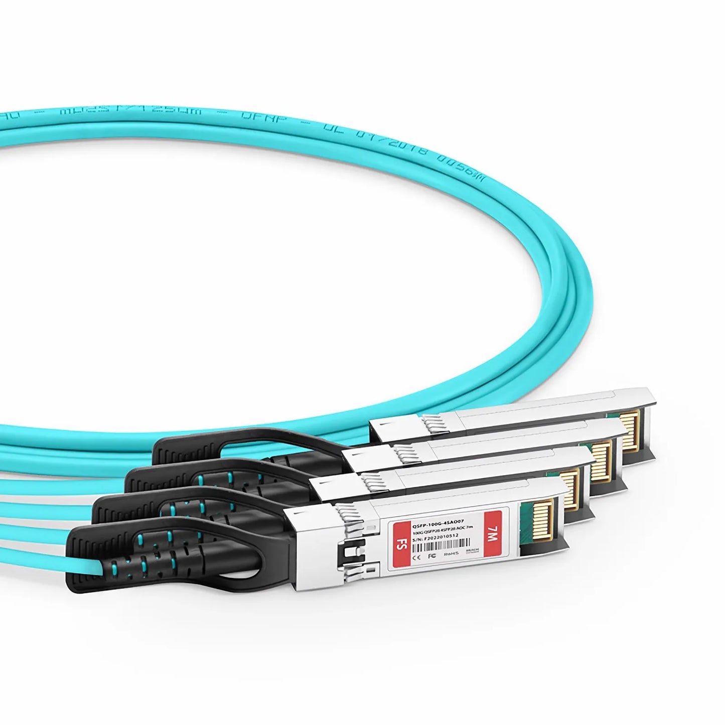 7m (23ft) Cisco QSFP-4SFP25G-AOC7M Compatible 100G QSFP28 4 x 25G NRZ to 4 x 25G SFP28 NRZ Active Optical Breakout Cable