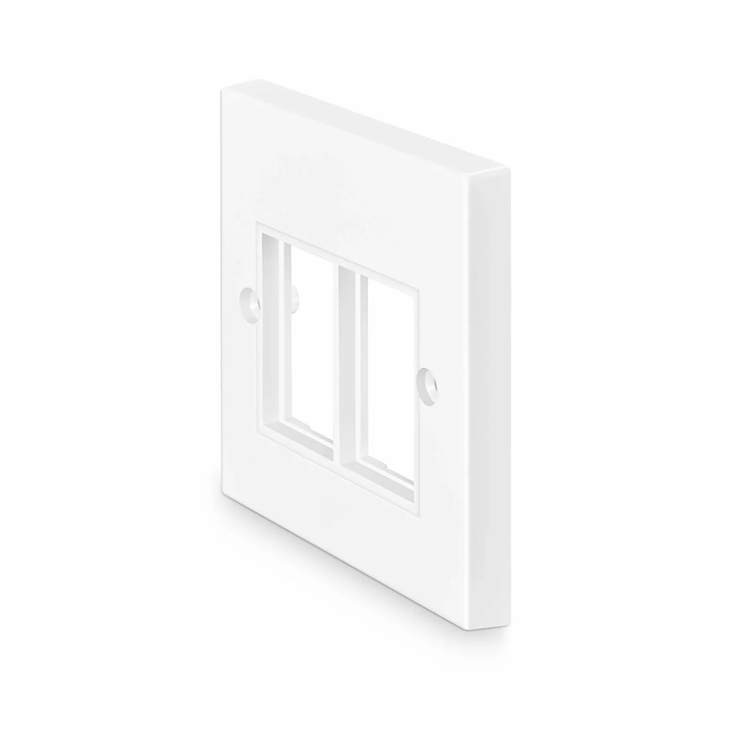 British-Style Dual Gang Faceplate Frame, White, 3.38"x3.38"