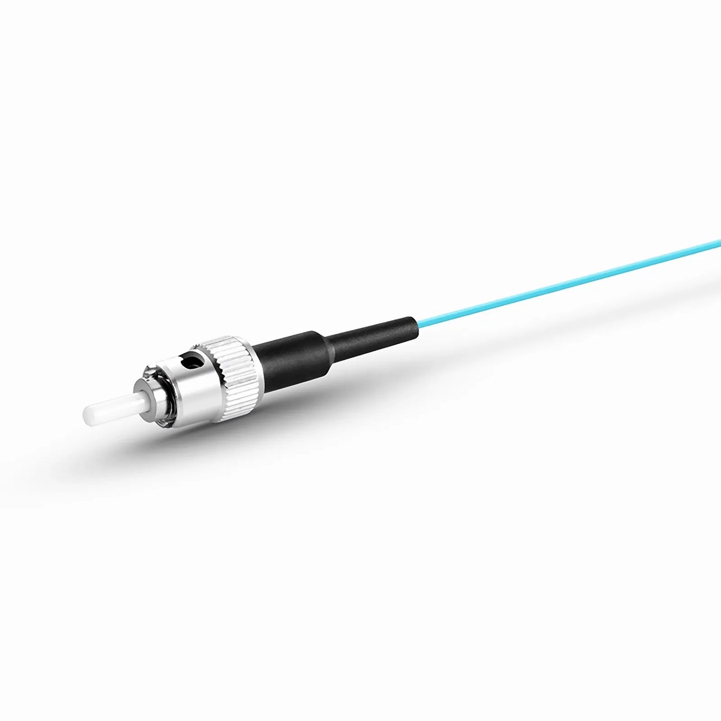 5m (16ft) Fiber Pigtail, ST UPC to Unterminated, Simplex, OM3 Multimode, PVC (Unrated), 0.9mm, Aqua