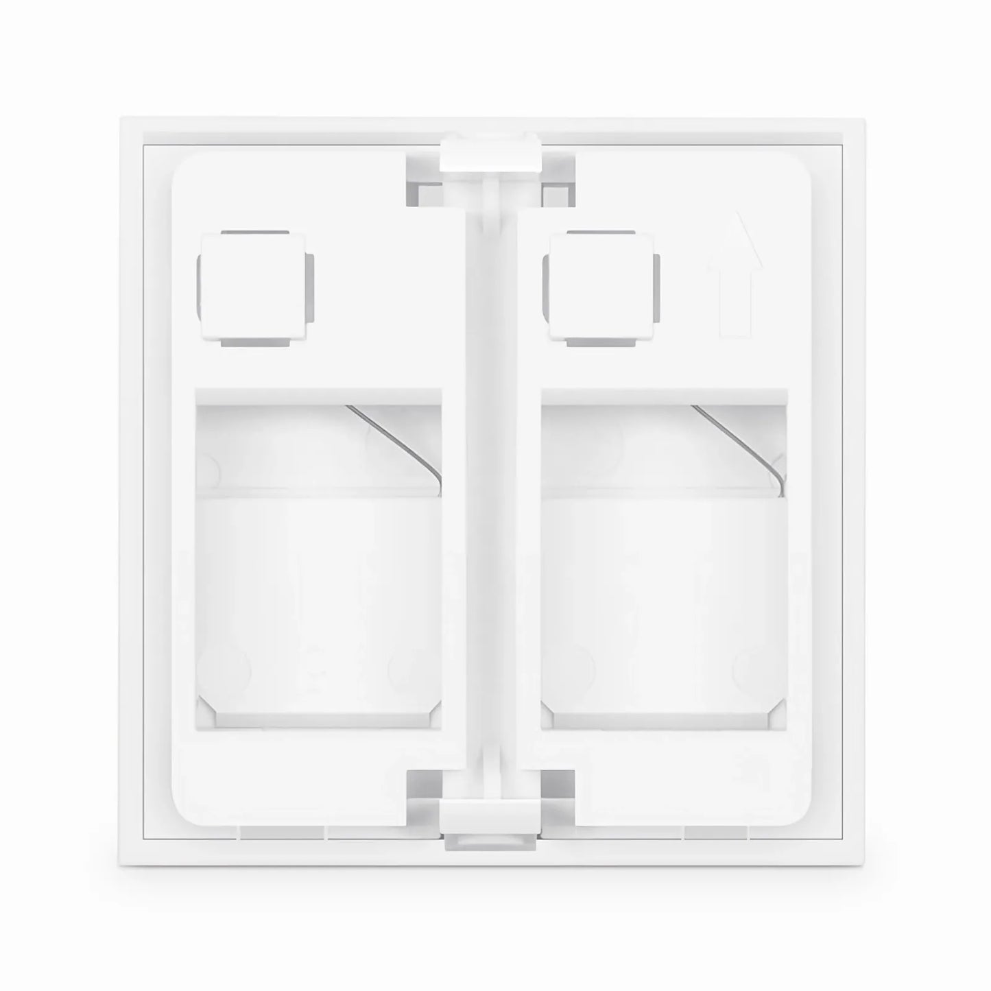 French-style Single Gang Snap-in Keystone Faceplate, Computer and Telephone Identification Icons, 2 Port, 1U, White, 1.76" x 1.76"