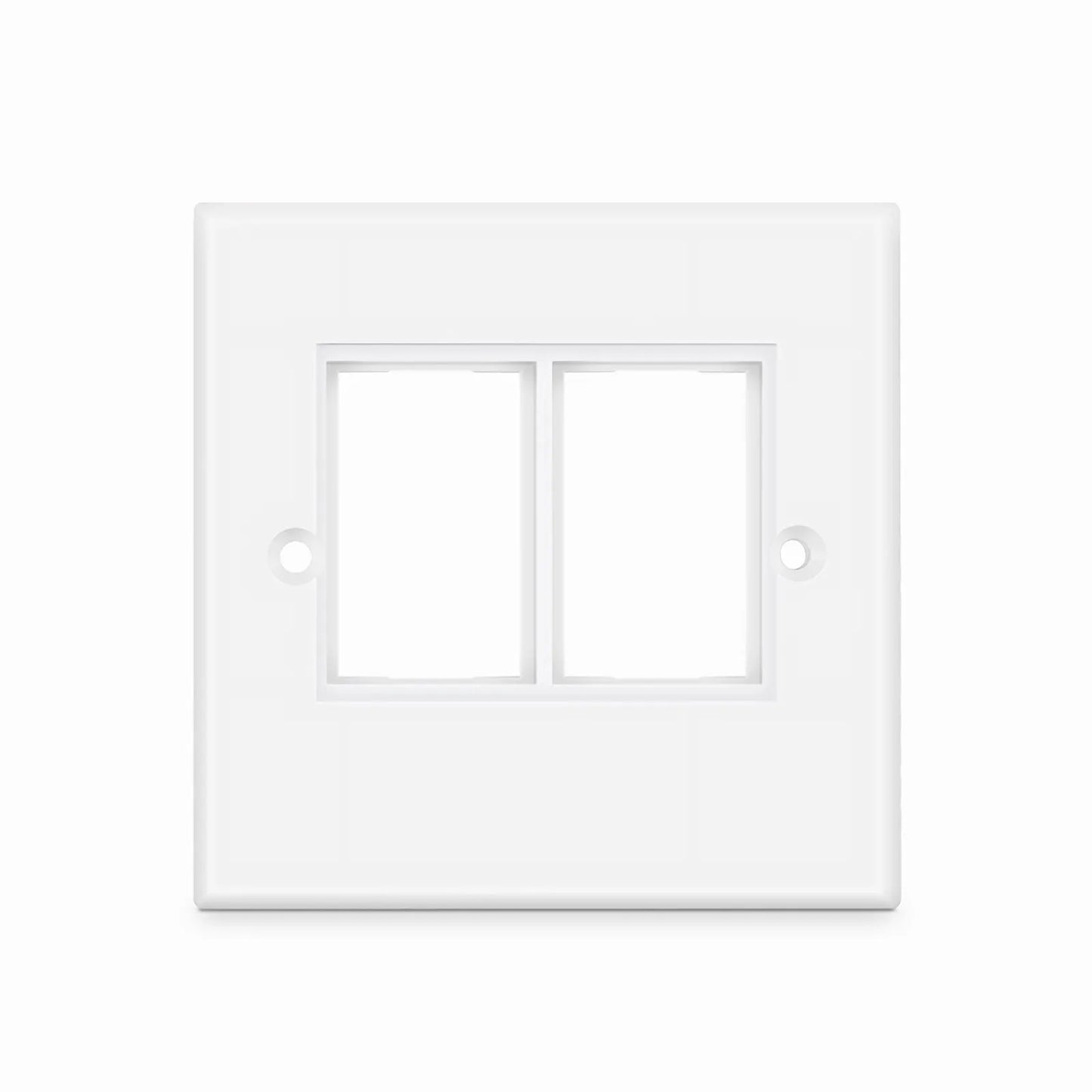 British-Style Dual Gang Faceplate Frame, White, 3.38"x3.38"