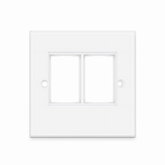 British-Style Dual Gang Faceplate Frame, White, 3.38"x3.38"
