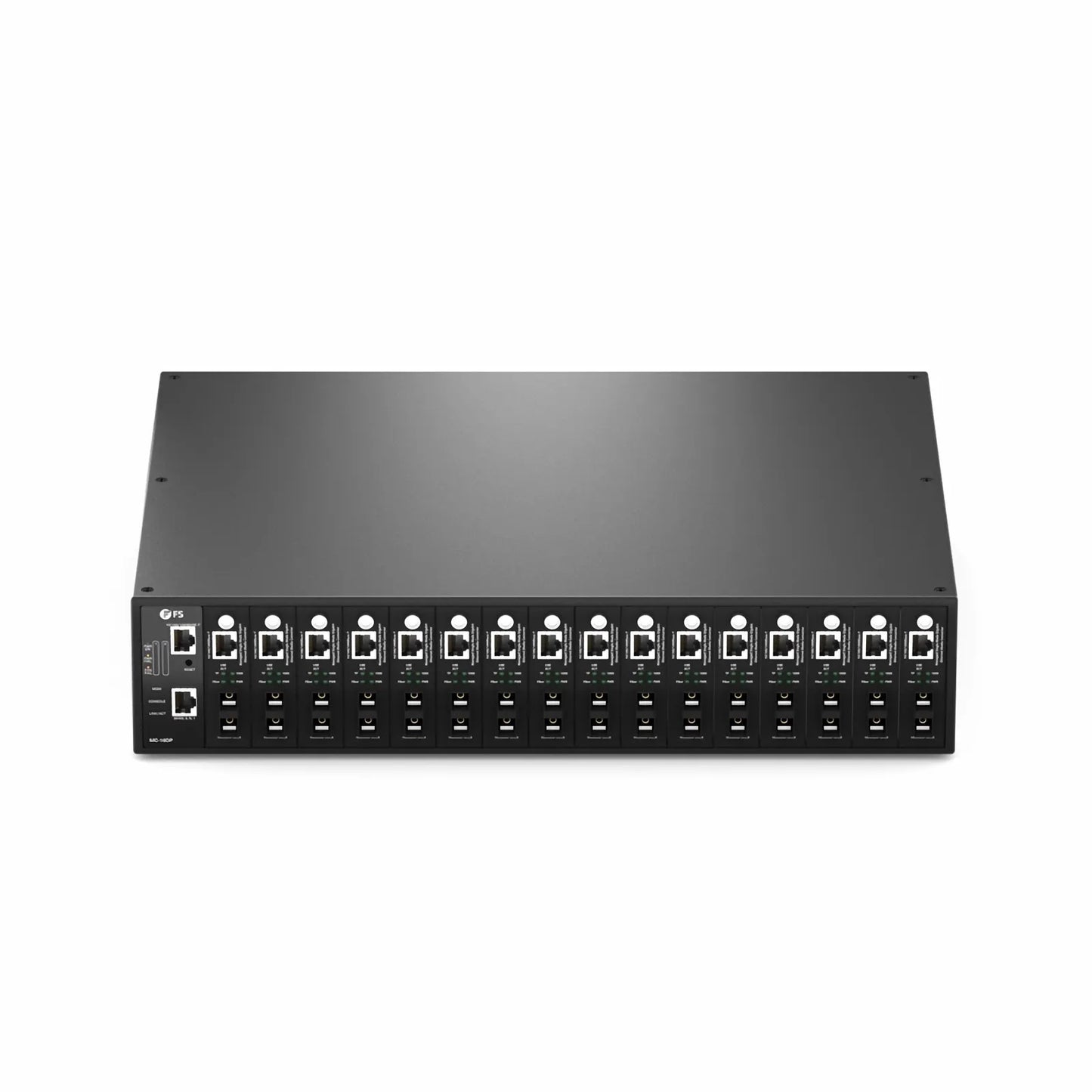 16 Managed Media Converter Chassis, 2U Rack Mount, Single Power AC 100-240V