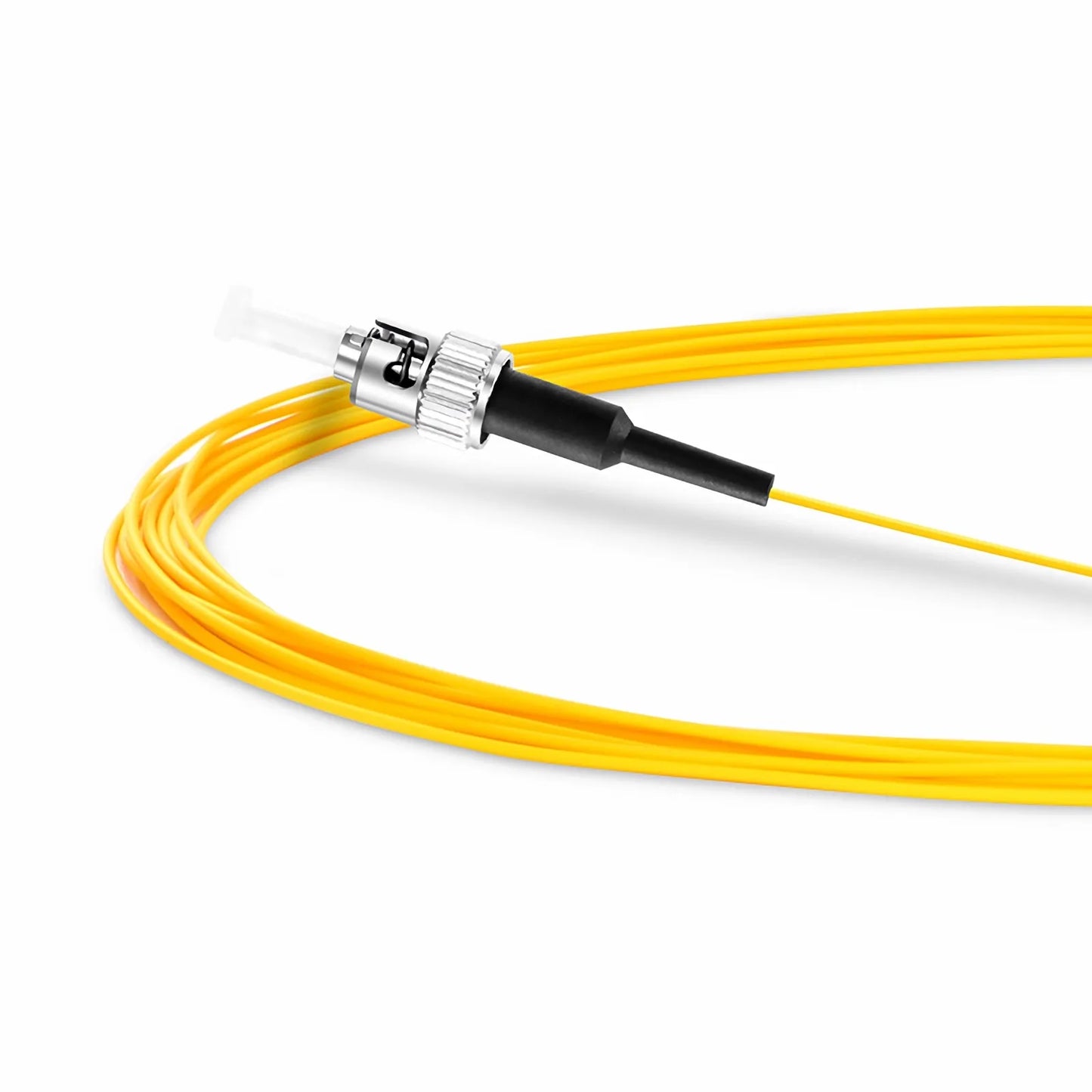 2m (7ft) Fiber Pigtail, ST UPC to Unterminated, Simplex, OS2 Single Mode, PVC (Unrated), 0.9mm, Yellow