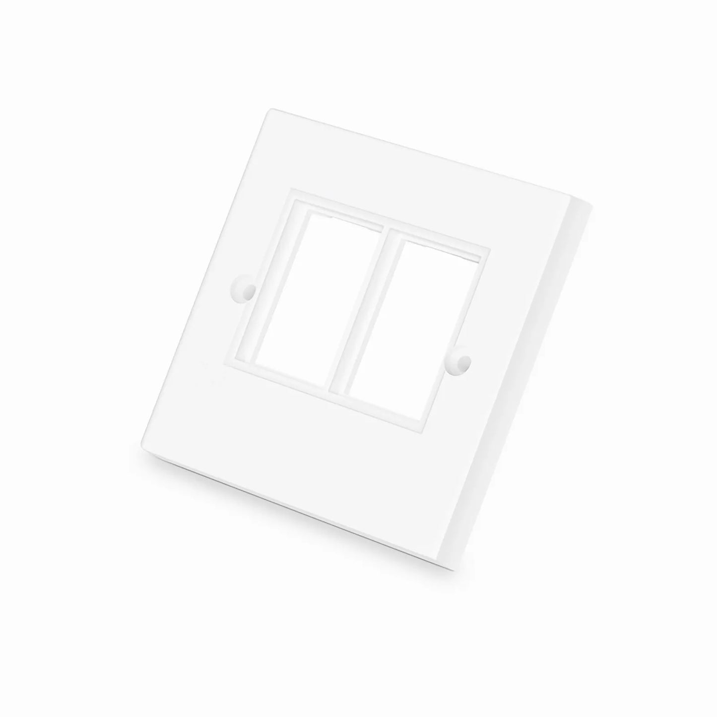 British-Style Dual Gang Faceplate Frame, White, 3.38"x3.38"