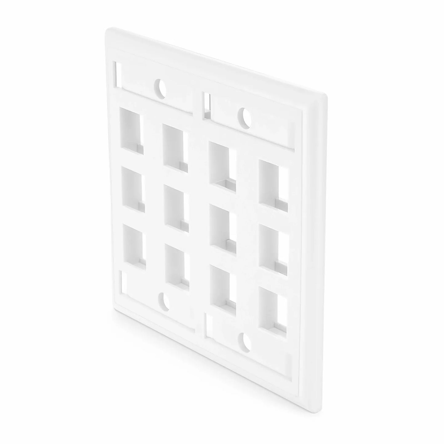 SyncEase Single Gang Twelve Port Keystone Faceplate, Label Pockets, White