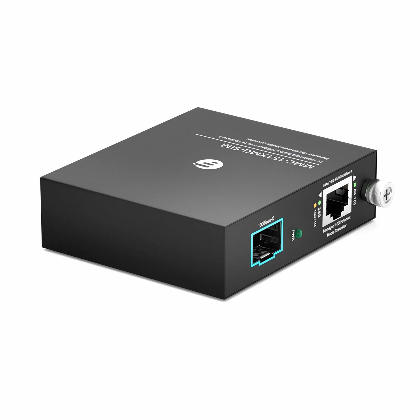 Managed 1x 100M/1G/2.5G/5G/10GBase-T RJ45 to 1x 10GBase-X SFP+ 10Gigabit Ethernet Media Converter, Slide-in Module, American Plug Standard