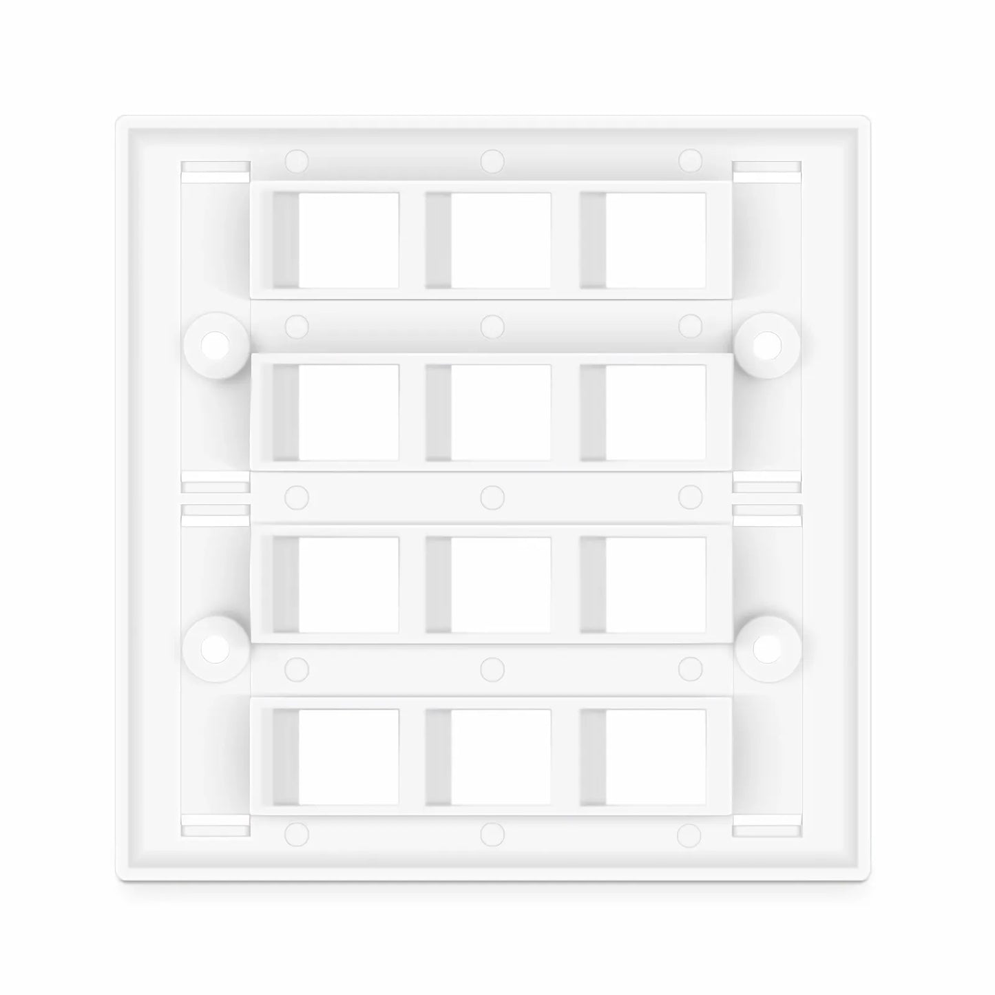 SyncEase Single Gang Twelve Port Keystone Faceplate, Label Pockets, White