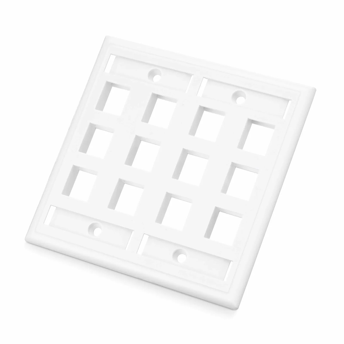 SyncEase Single Gang Twelve Port Keystone Faceplate, Label Pockets, White