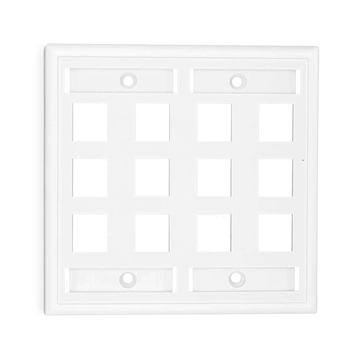 SyncEase Single Gang Twelve Port Keystone Faceplate, Label Pockets, White