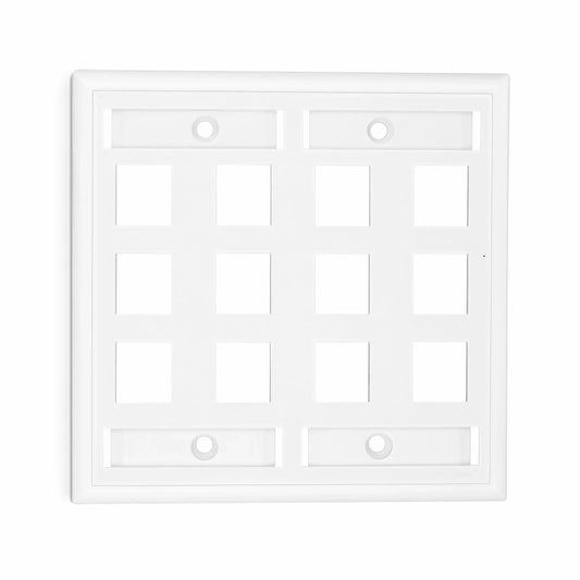 SyncEase Single Gang Twelve Port Keystone Faceplate, Label Pockets, White