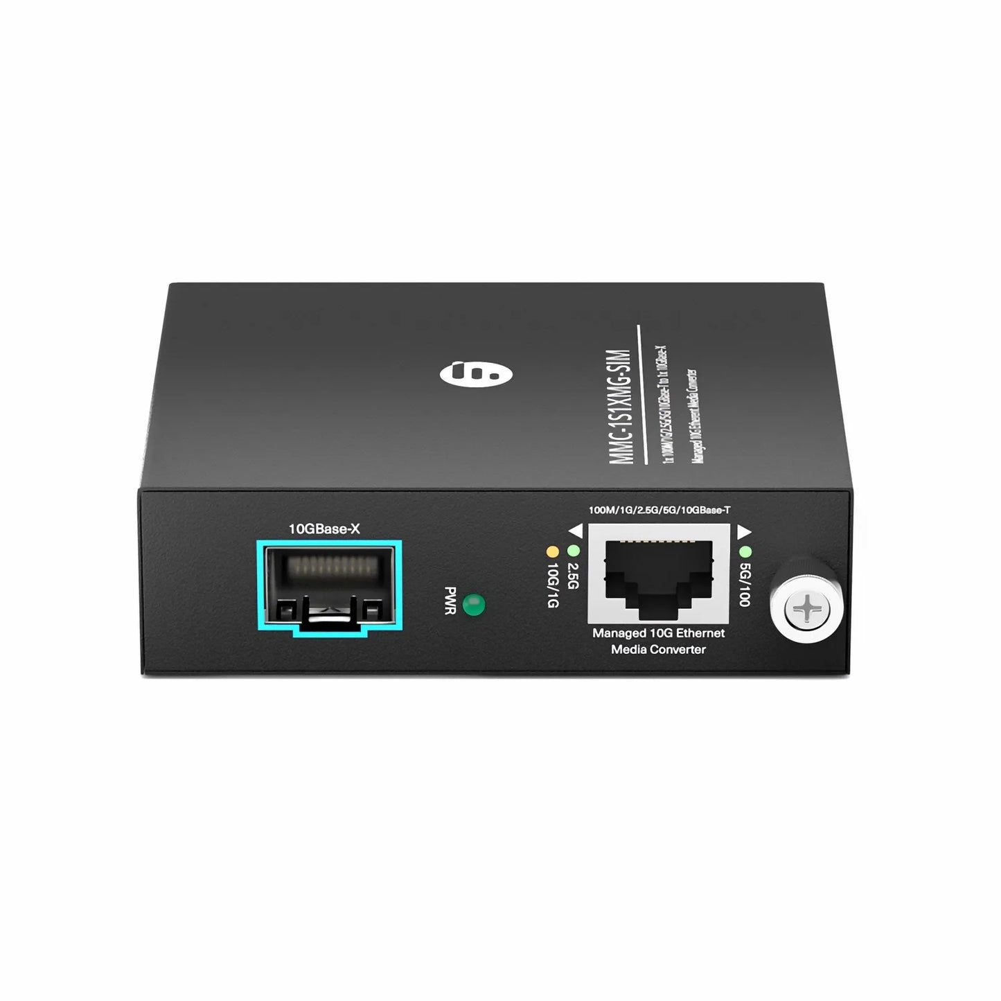 Managed 1x 100M/1G/2.5G/5G/10GBase-T RJ45 to 1x 10GBase-X SFP+ 10Gigabit Ethernet Media Converter, Slide-in Module, American Plug Standard