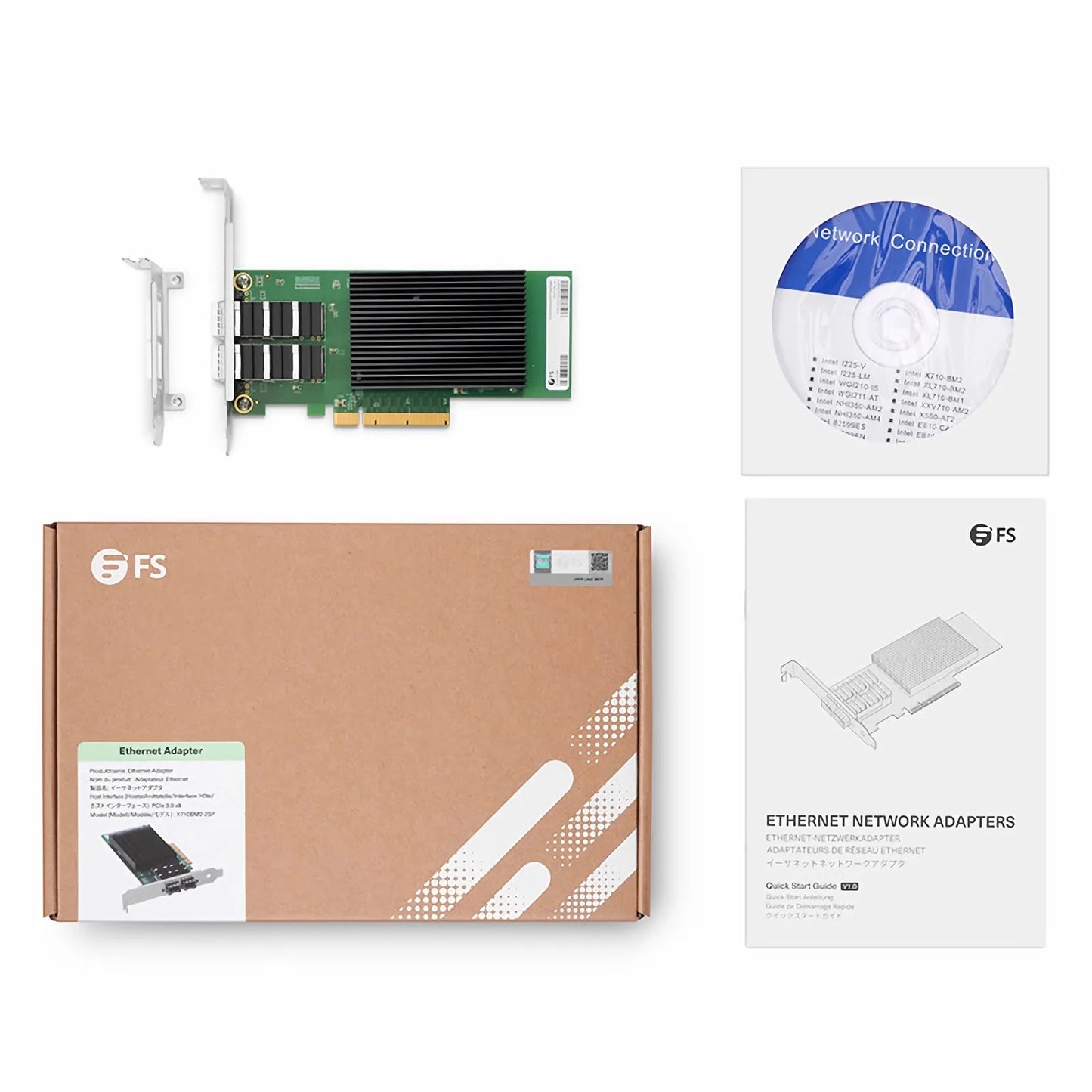 Intel X710-BM2 Based Ethernet Network Interface Card, 10G Dual-Port SFP+, PCIe 3.0 x 8, Comparable to Intel X710-DA2, Full Height&Low Profile