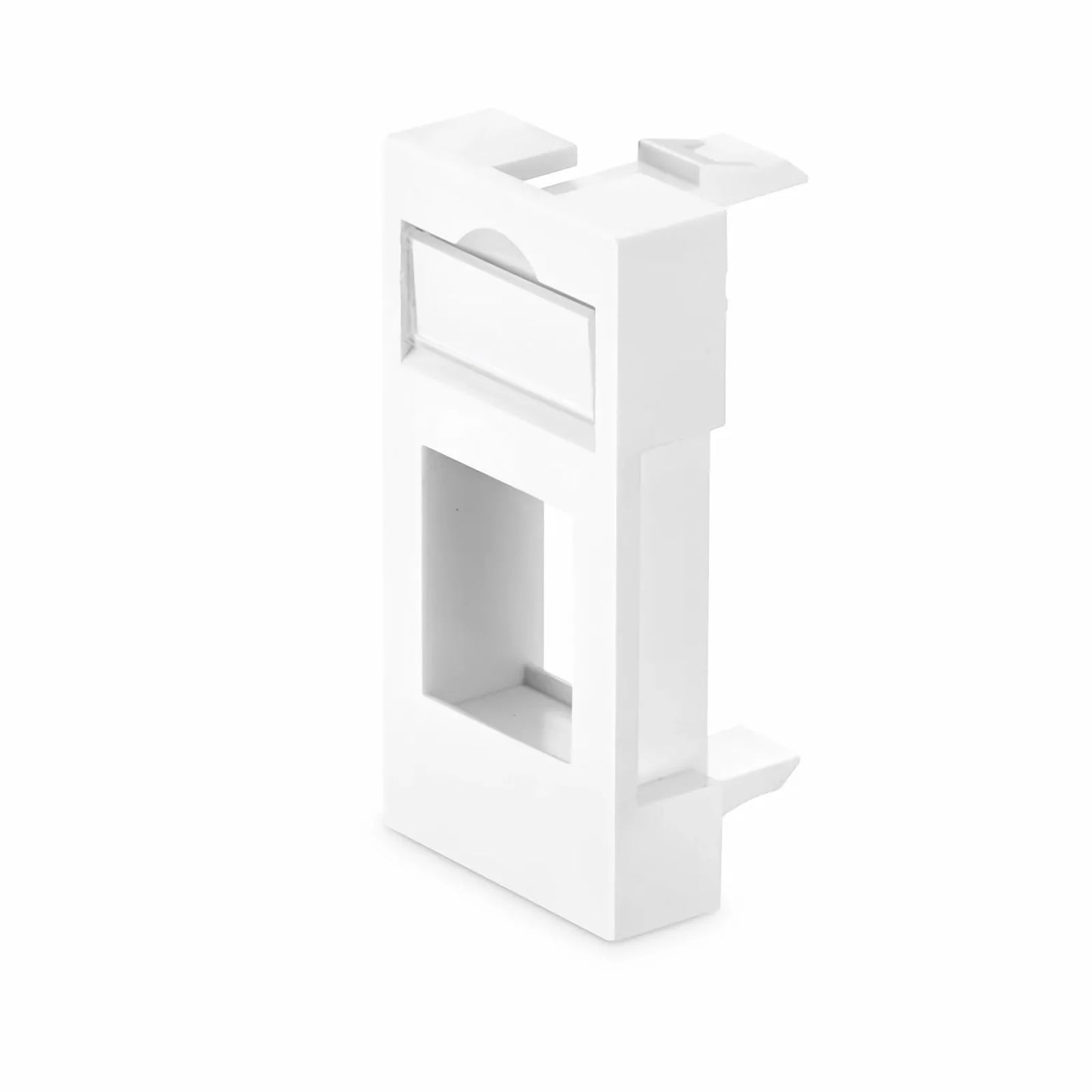 French-style Single Gang Keystone Faceplate, Label Pockets, 1 Port, 0.5U, White, 0.88" x 1.76"