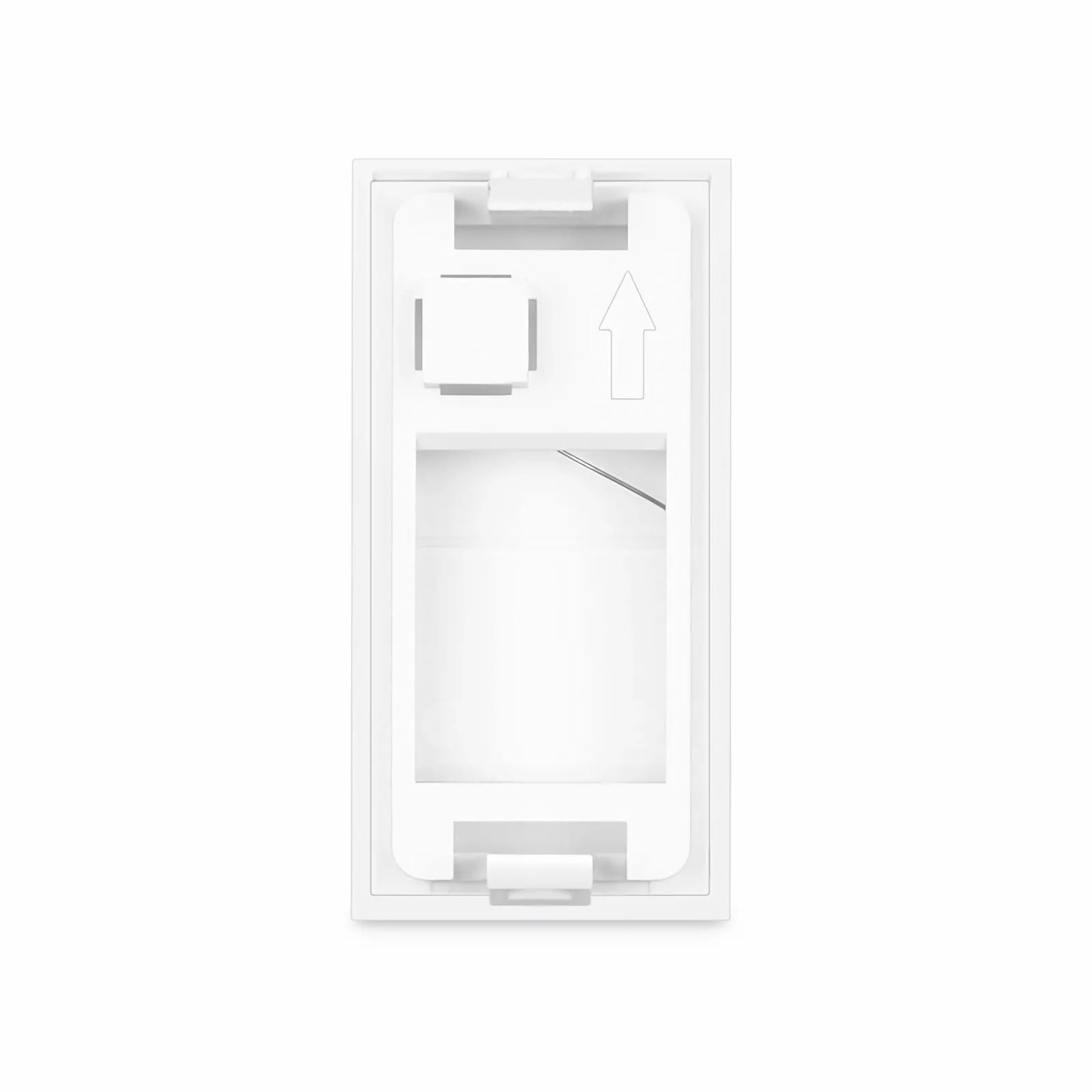 French-style Single Gang Snap-in Keystone Faceplate, Computer and Telephone Identification Icons, 1 Port, 0.5U, White, 0.88" x 1.76"
