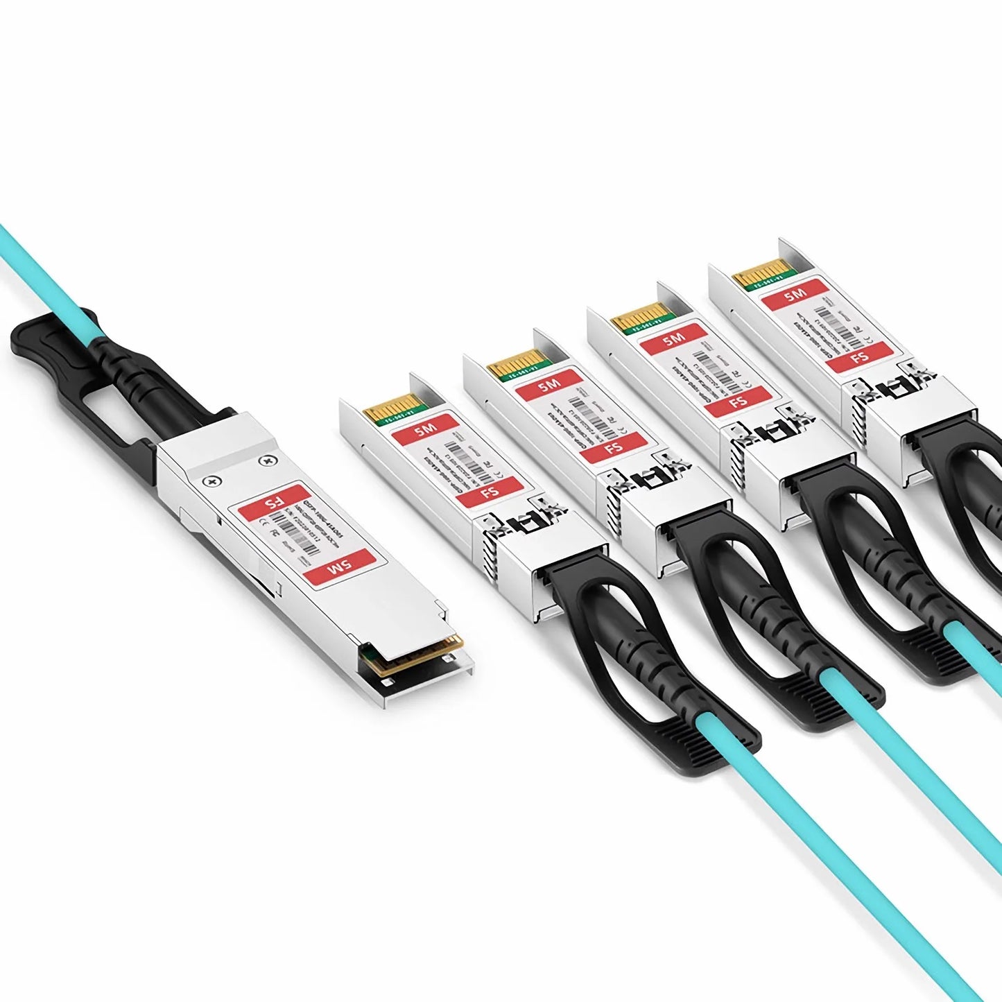 5m (16ft) Cisco QSFP-4SFP25G-AOC5M Compatible 100G QSFP28 4 x 25G NRZ to 4 x 25G SFP28 NRZ Active Optical Breakout Cable