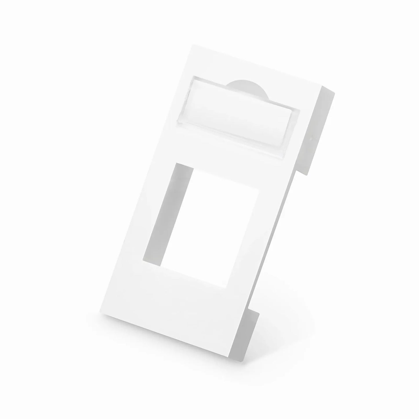 French-style Single Gang Keystone Faceplate, Label Pockets, 1 Port, 0.5U, White, 0.88" x 1.76"