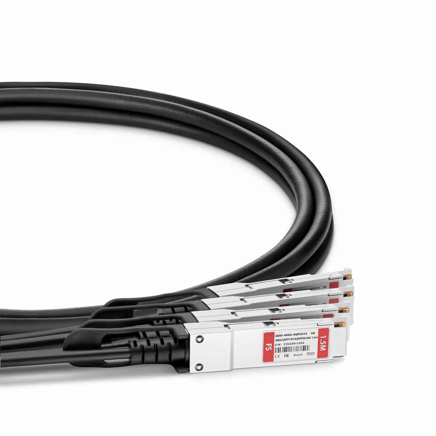 1.5m (5ft) Generic Compatible 400G QSFP-DD 8 x 50G PAM4 to 4 x 100G QSFP56 2 x 50G PAM4 Passive Direct Attach Copper Breakout Cable