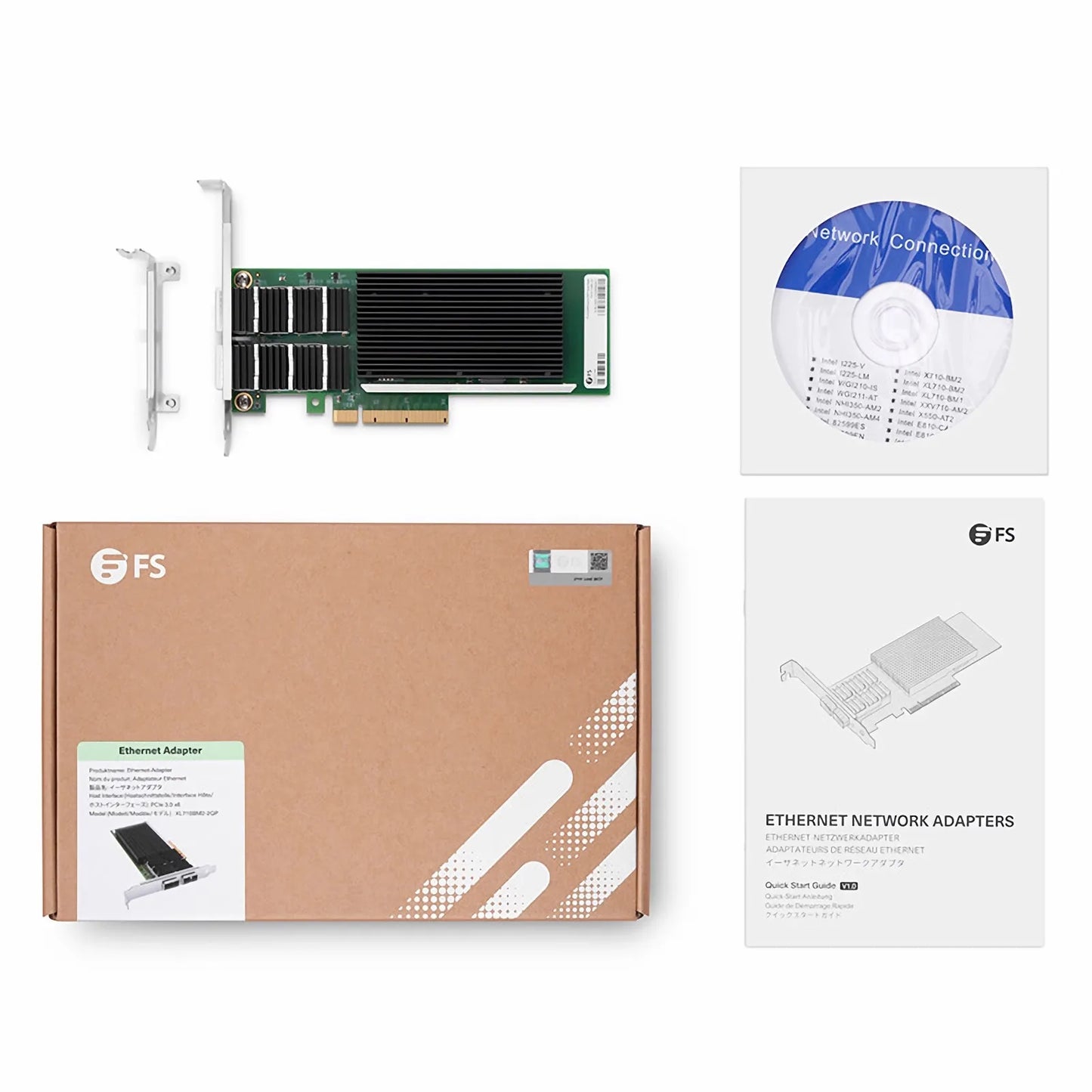 Intel XL710-BM2 Based Ethernet Network Interface Card, 40G Dual-Port QSFP+, PCIe 3.0 x 8, Comparable to Intel XL710-QDA2, Full Height&Low Profile