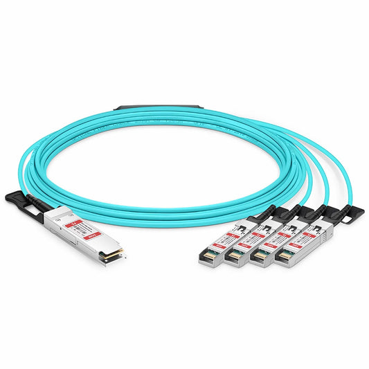 30m (98ft) Cisco QSFP-4SFP25G-AOC30M Compatible 100G QSFP28 4 x 25G NRZ to 4 x 25G SFP28 NRZ Active Optical Breakout Cable