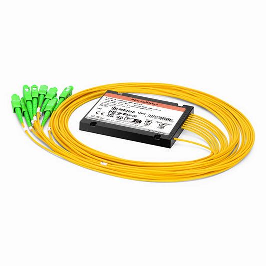1 x 8 PLC Fiber Splitter, Splice/Pigtailed ABS Module, 2.0mm, SC/APC, Singlemode