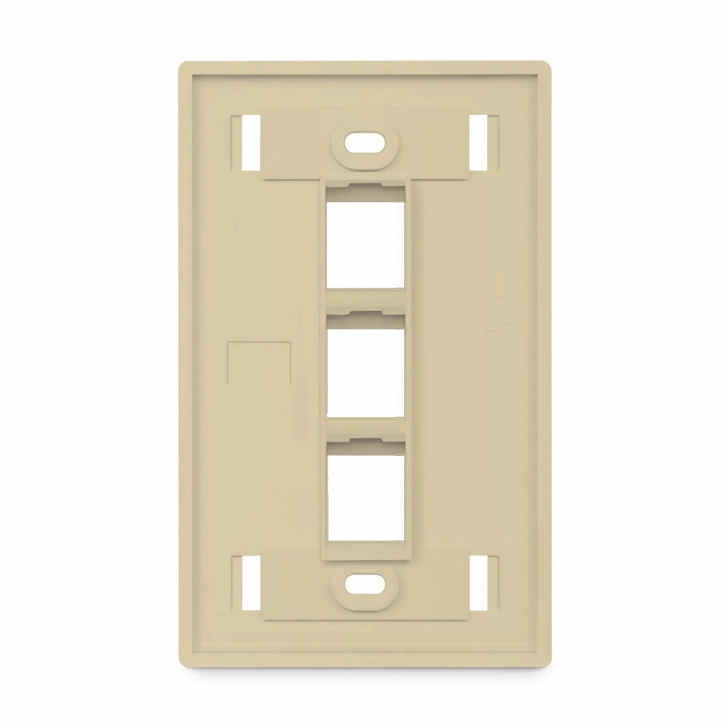 SyncEase Single Gang Three Port Keystone Faceplate, Label Pockets, Ivory