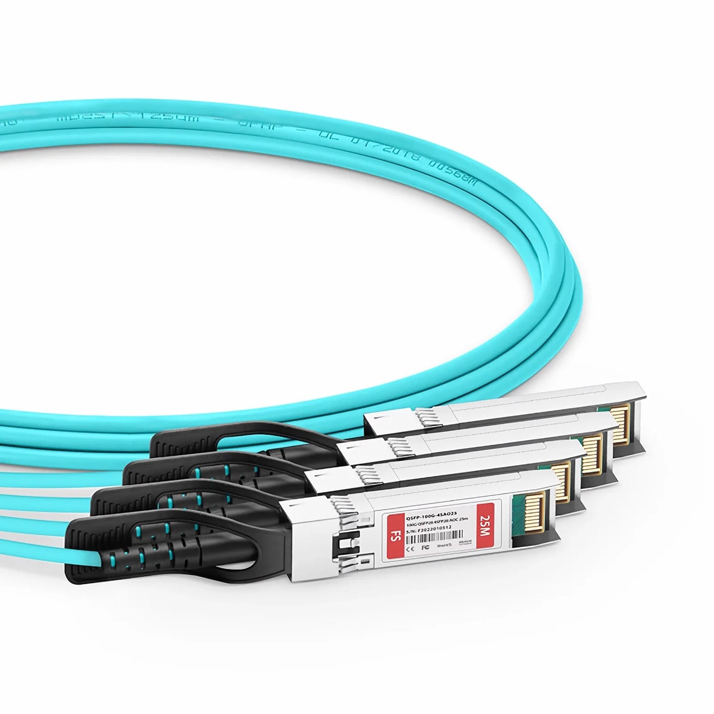 25m (82ft) Cisco QSFP-4SFP25G-AOC25M Compatible 100G QSFP28 4 x 25G NRZ to 4 x 25G SFP28 NRZ Active Optical Breakout Cable