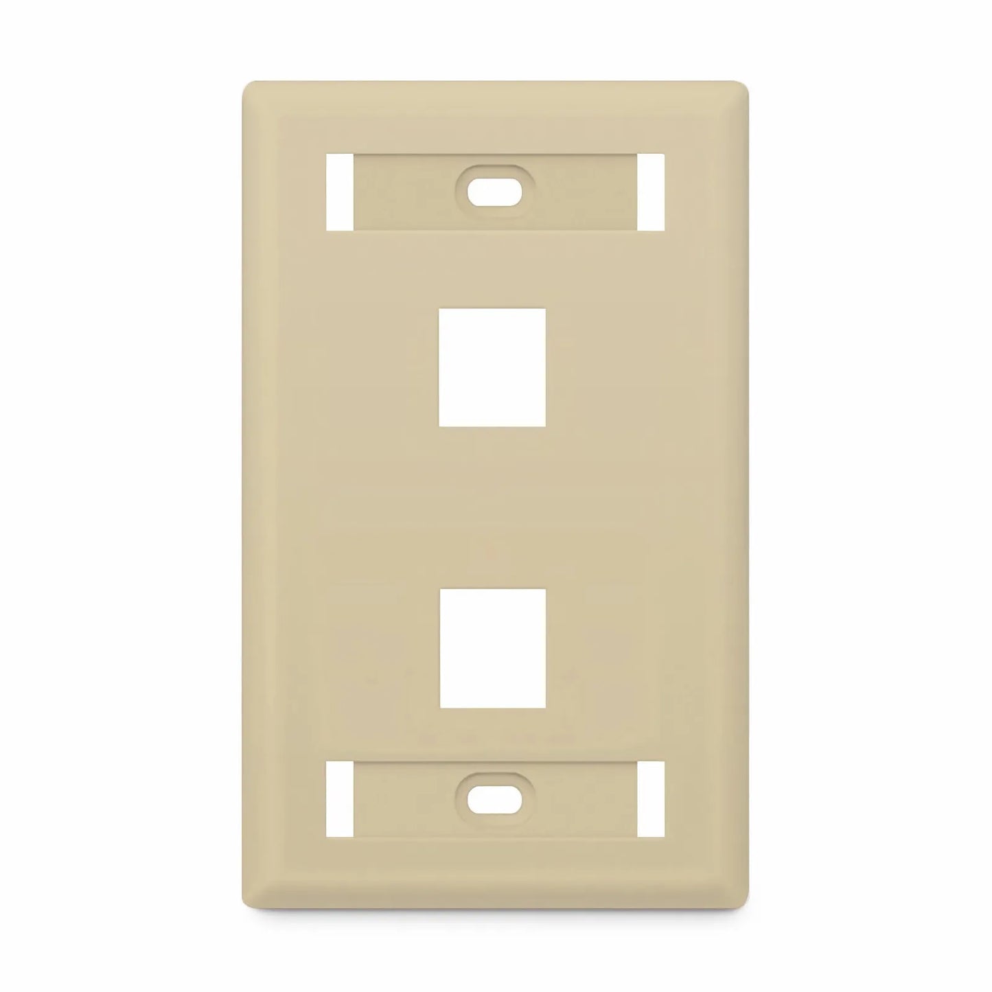 SyncEase Single Gang Two Port Keystone Faceplate, Label Pockets, Ivory