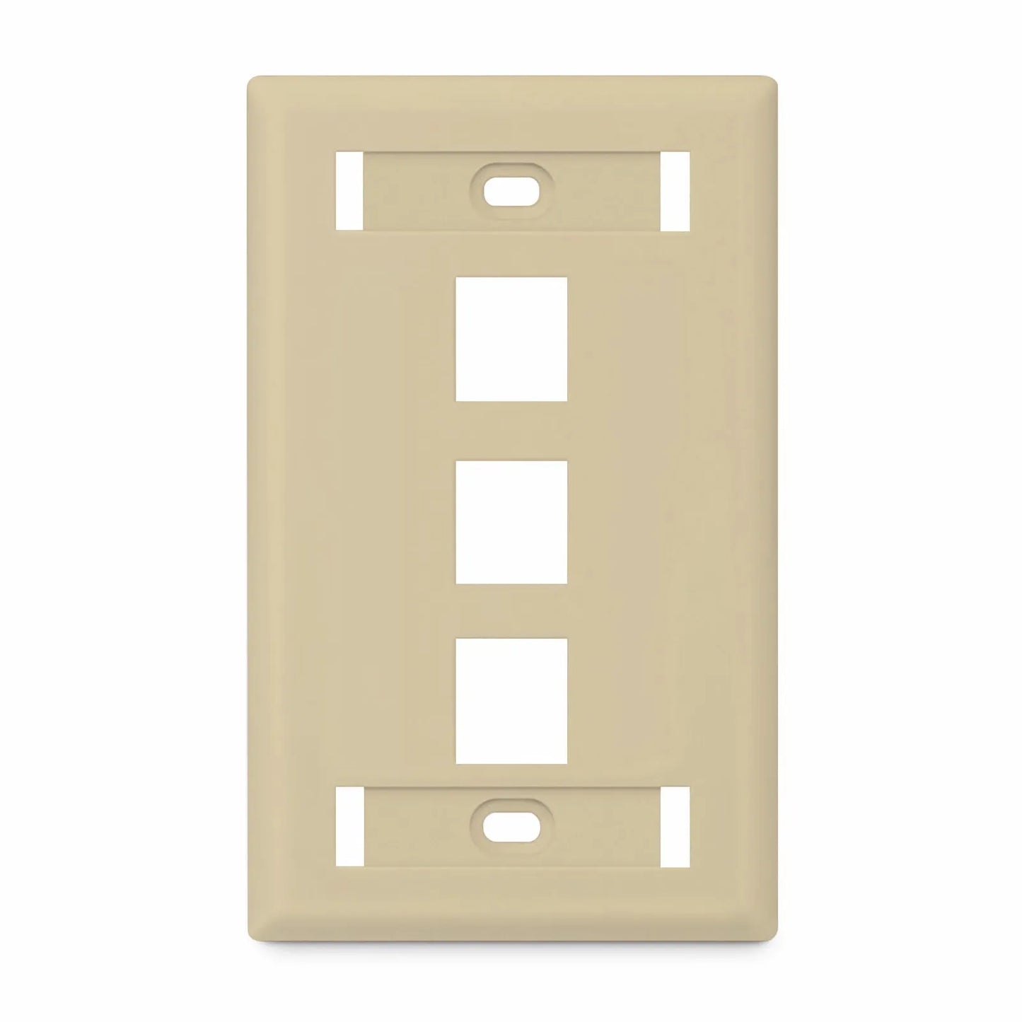 SyncEase Single Gang Three Port Keystone Faceplate, Label Pockets, Ivory