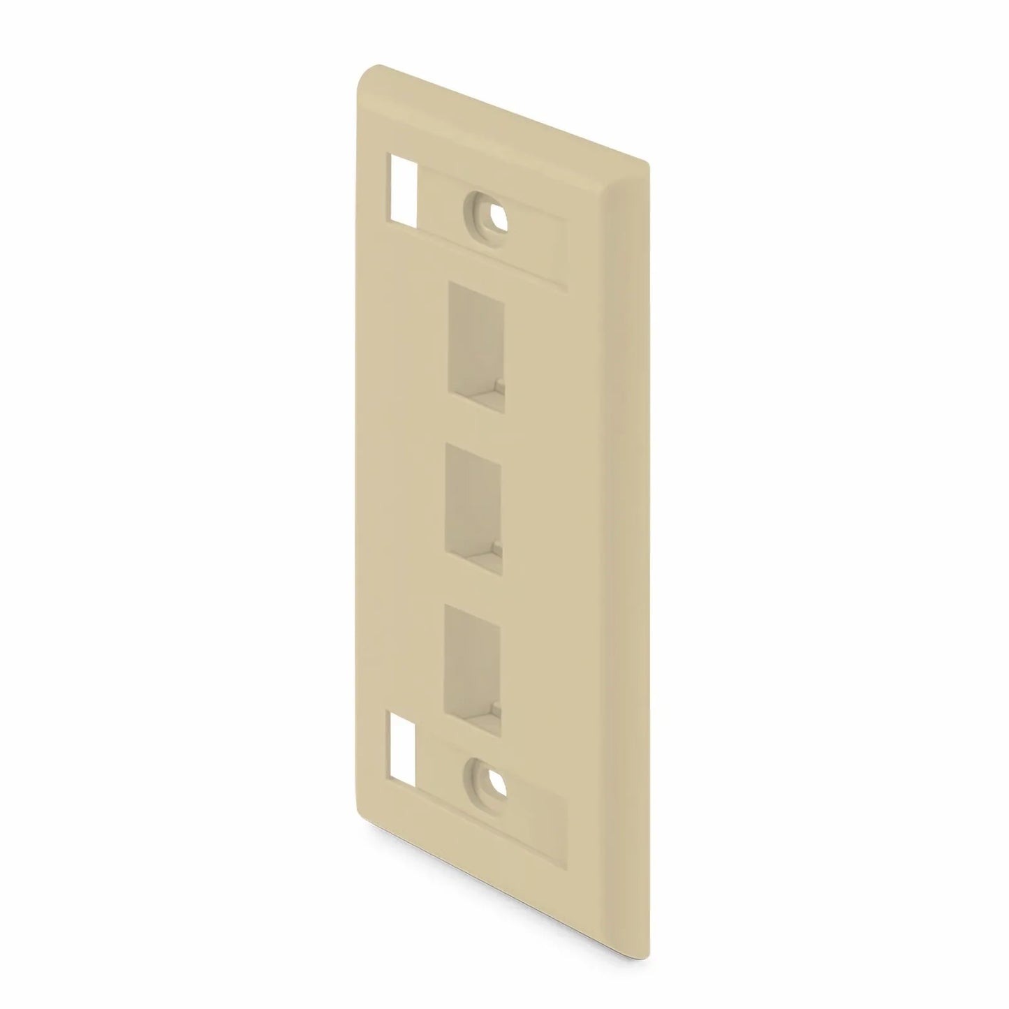 SyncEase Single Gang Three Port Keystone Faceplate, Label Pockets, Ivory