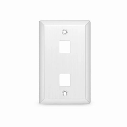 SyncEase Stainless Steel Two Port Keystone Single Gang Wall Plate