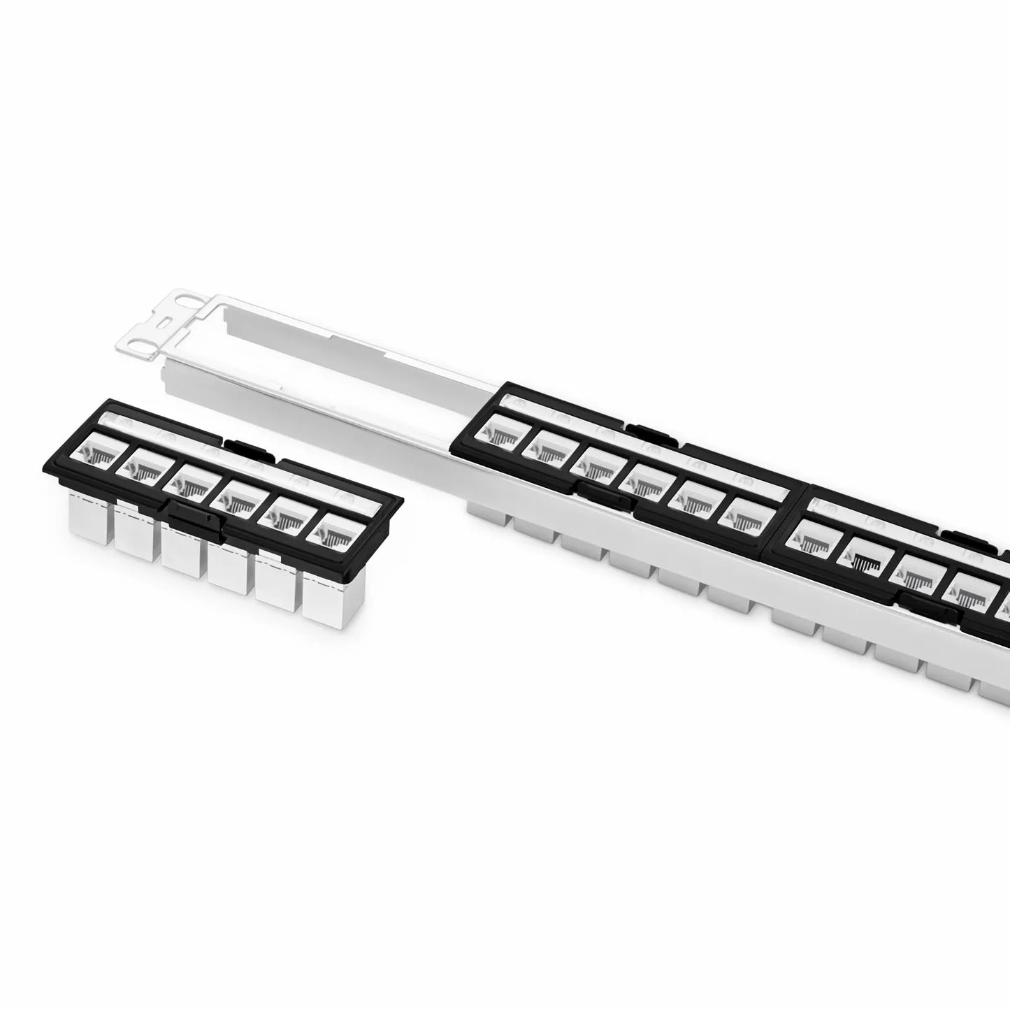 FDMP Cat6a Shielded Coupler Recessed Patch Panel, 24-Port, 1RU, Cable Management Bar Included