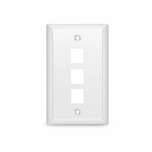SyncEase Stainless Steel Three Port Keystone Single Gang Wall Plate