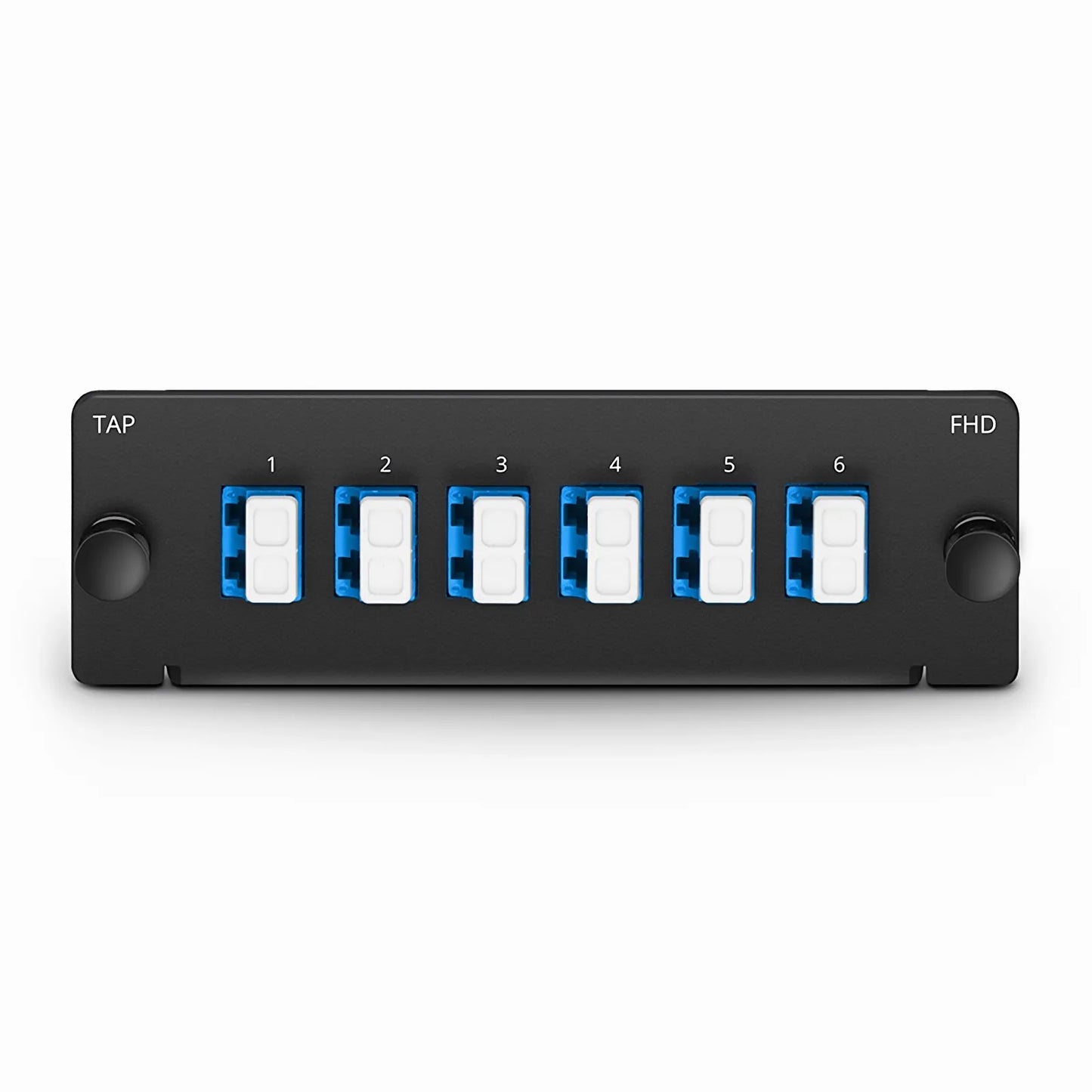 FHD™ MTP®-LC TAP Cassette, OS2 Single Mode, 6 x LC Duplex Live Ports, MTP®-12 Male Live Port, MTP®-12 Male TAP Port, 50/50 Split Ratio (Live/TAP), 10/40/100G