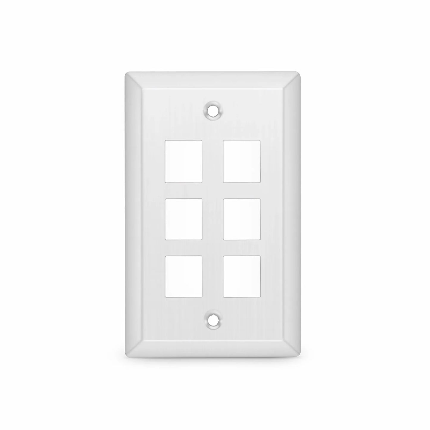SyncEase Stainless Steel Six Port Keystone Single Gang Wall Plate