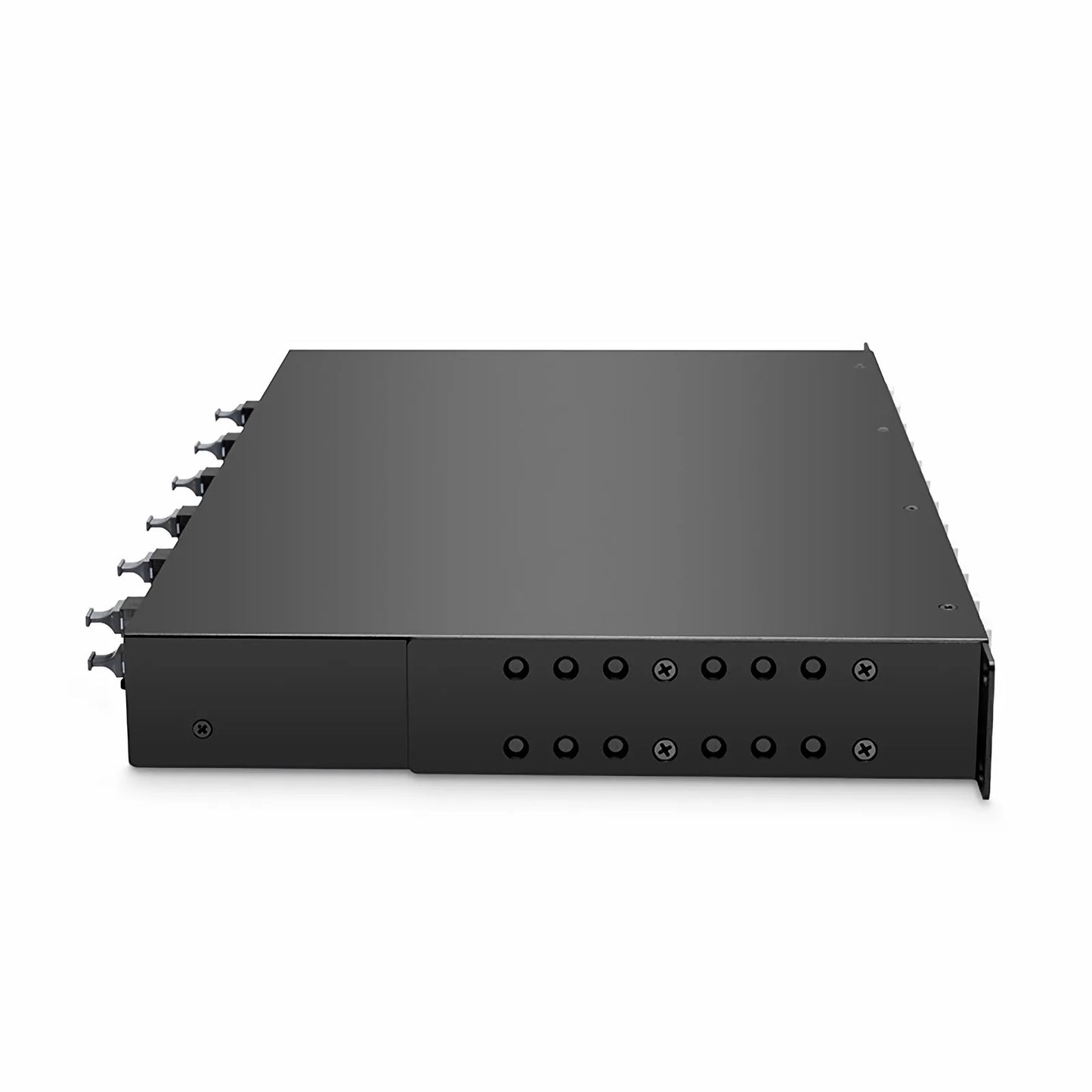 FHU™ 1U MTP®-LC Cassette, OM4 Multimode, Universal, 96 Fibers, 12 x MTP®-8 (Male) to 24 x LC Quad (Aqua), 0.35dB Max.