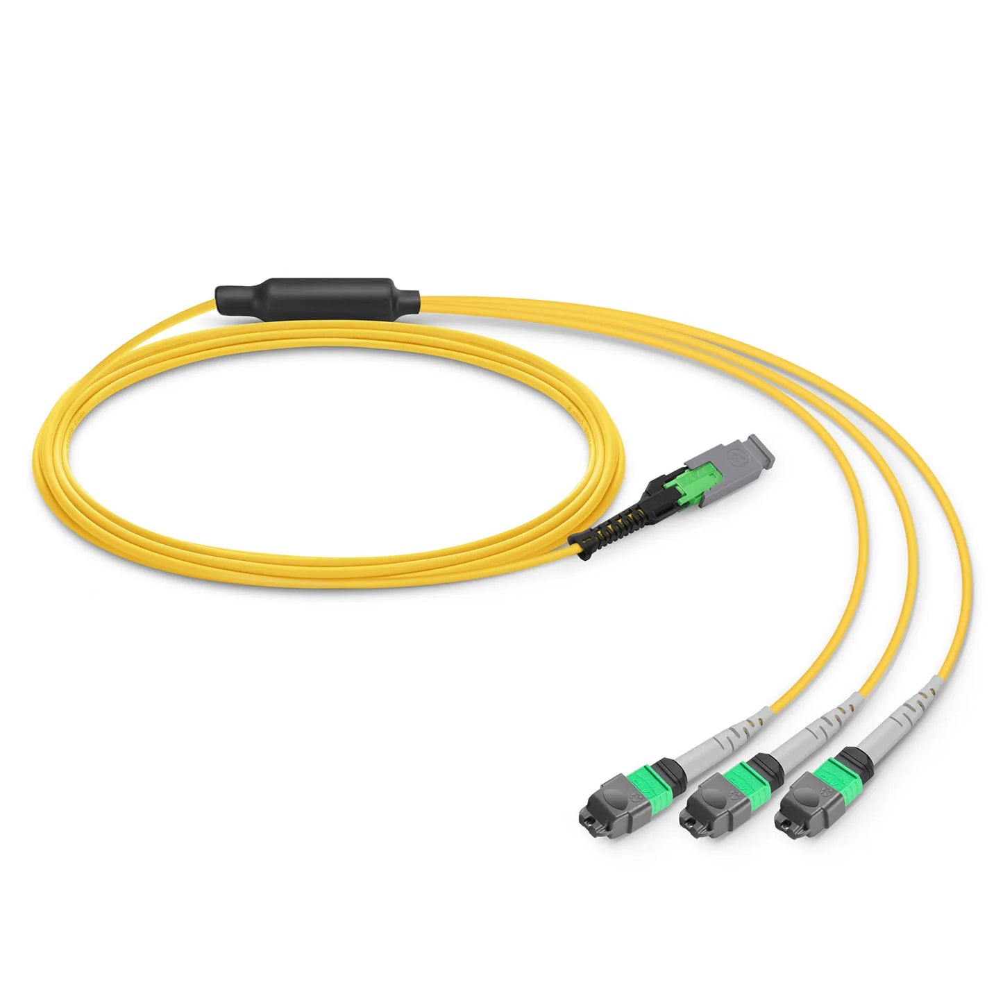 1m (3ft) MMC Breakout Cable, MMC-24 APC (Female) to 3 x MTP®-8 APC (Female), 24 Fibers, Single Mode (OS2), Plenum (OFNP), 0.35dB Max, Jumper Polarity, Yellow