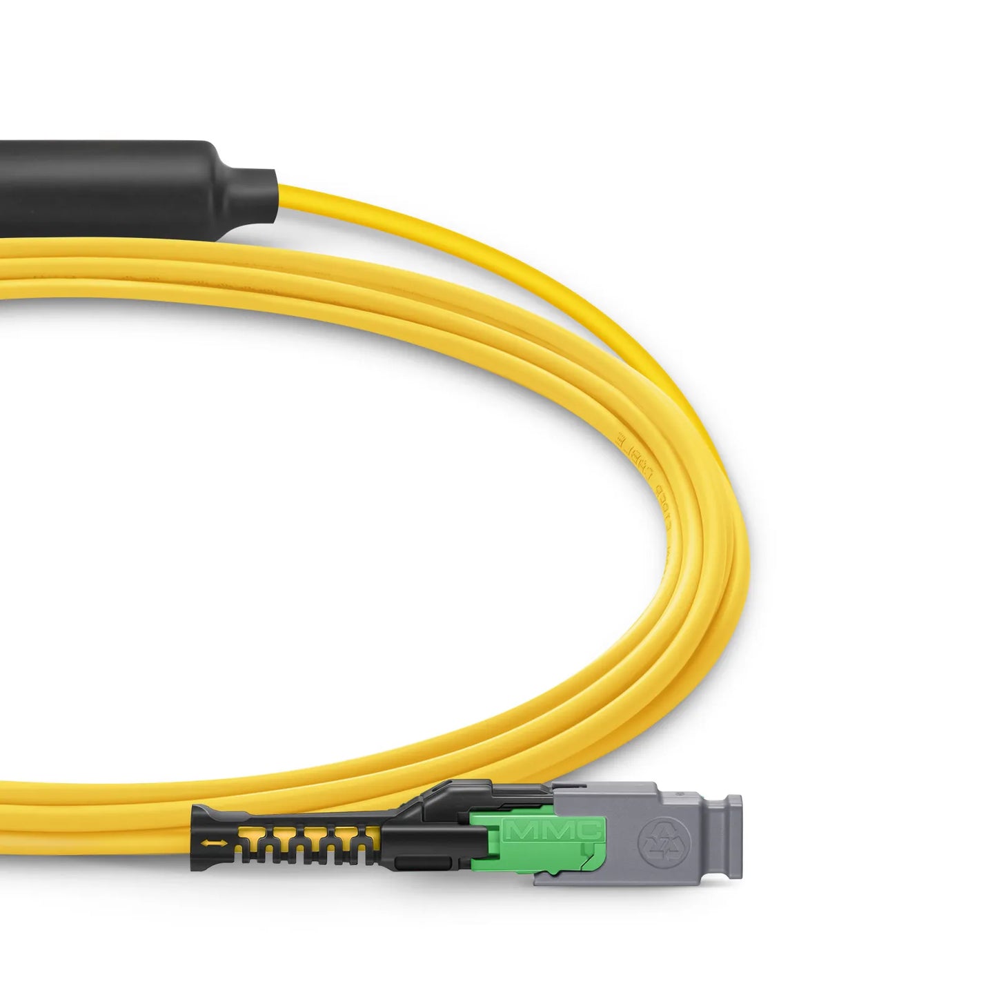 2m (7ft) MMC Breakout Cable, MMC-24 APC (Female) to 3 x MTP®-8 APC (Female), 24 Fibers, Single Mode (OS2), Plenum (OFNP), 0.35dB Max, Jumper Polarity, Yellow