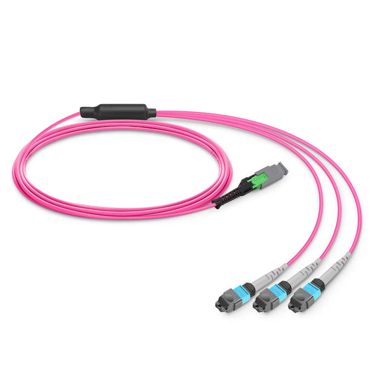 3m (10ft) MMC Breakout Cable, MMC-24 APC (Female) to 3 x MTP®-8 UPC (Female), 24 Fibers, Multimode (OM4), Plenum (OFNP), 0.35dB Max, Jumper Polarity, Magenta