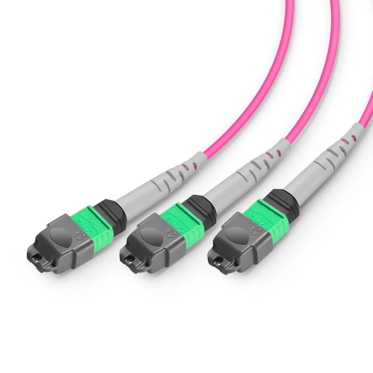 2m (7ft) MMC Breakout Cable, MMC-24 APC (Female) to 3 x MTP®-8 APC (Female), 24 Fibers, Multimode (OM4), Plenum (OFNP), 0.35dB Max, Jumper Polarity, Magenta