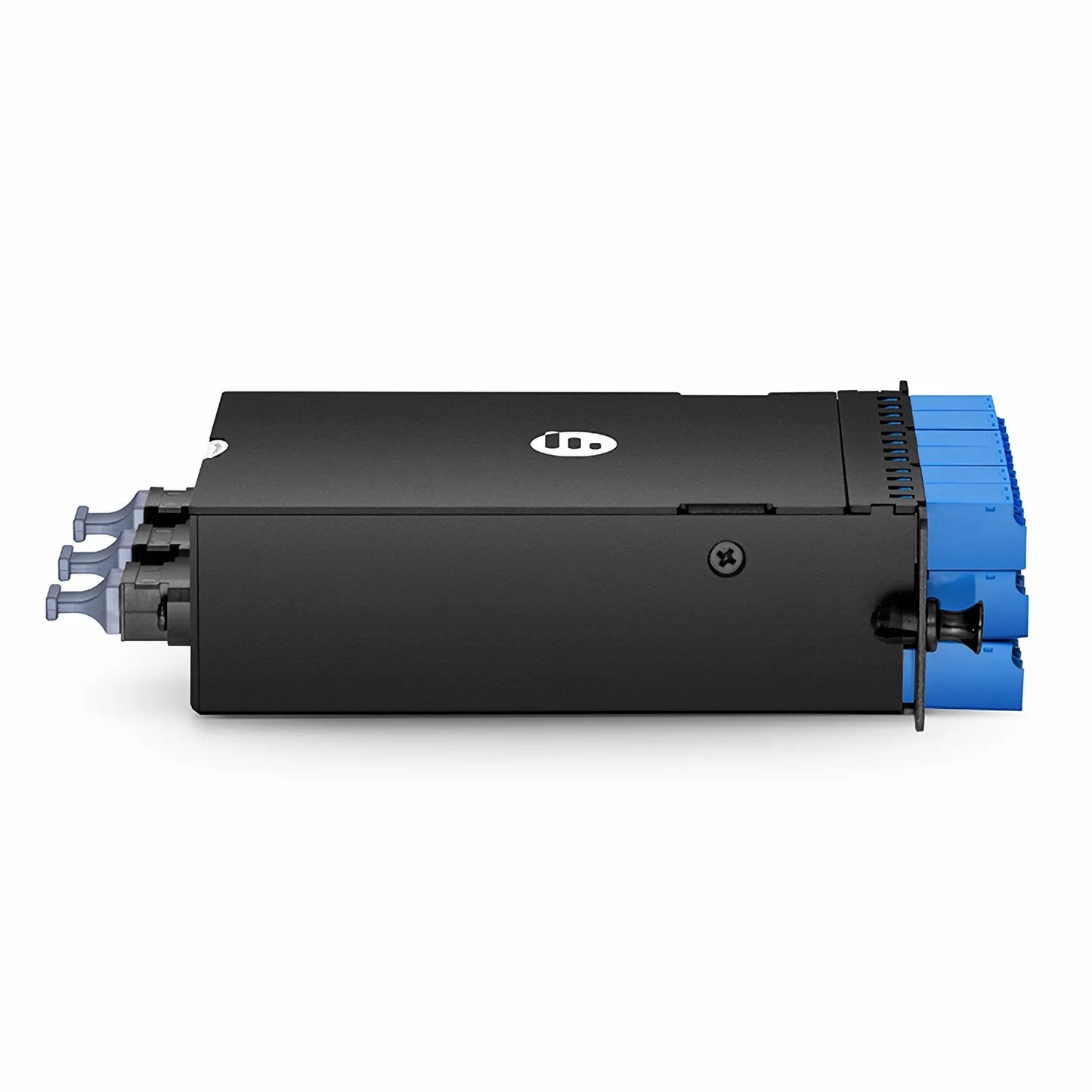 FHD™ MTP®-LC Cassette, OS2 Single Mode, Type AF, 36 Fibers, 3 x MTP®-12 (Male) to 18 x Shuttered LC Duplex (Blue), 0.35dB Max.