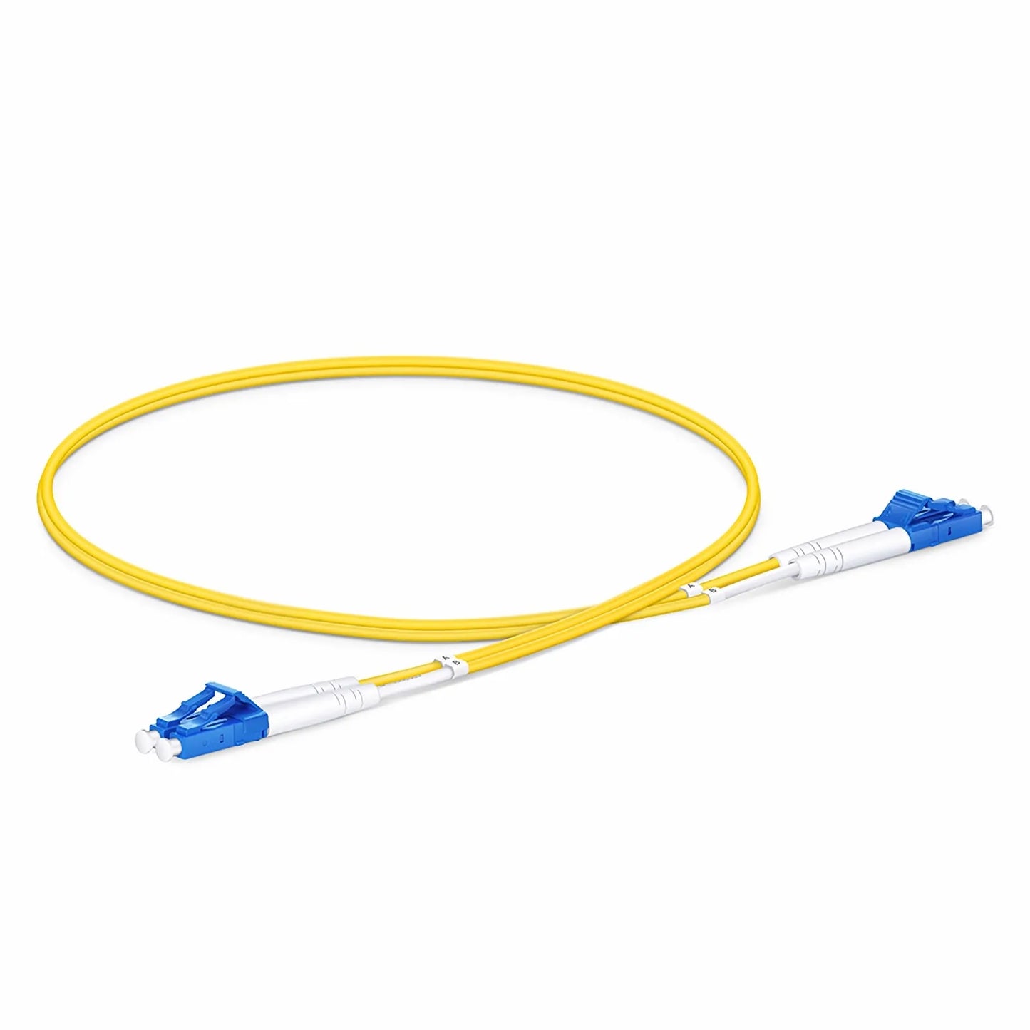 0.5m (1.6ft) Fiber Patch Cable, 2 Fibers, LC UPC Duplex to LC UPC Duplex, Single Mode (OS2), LSZH, 2.0mm, Tight-Buffered, Yellow