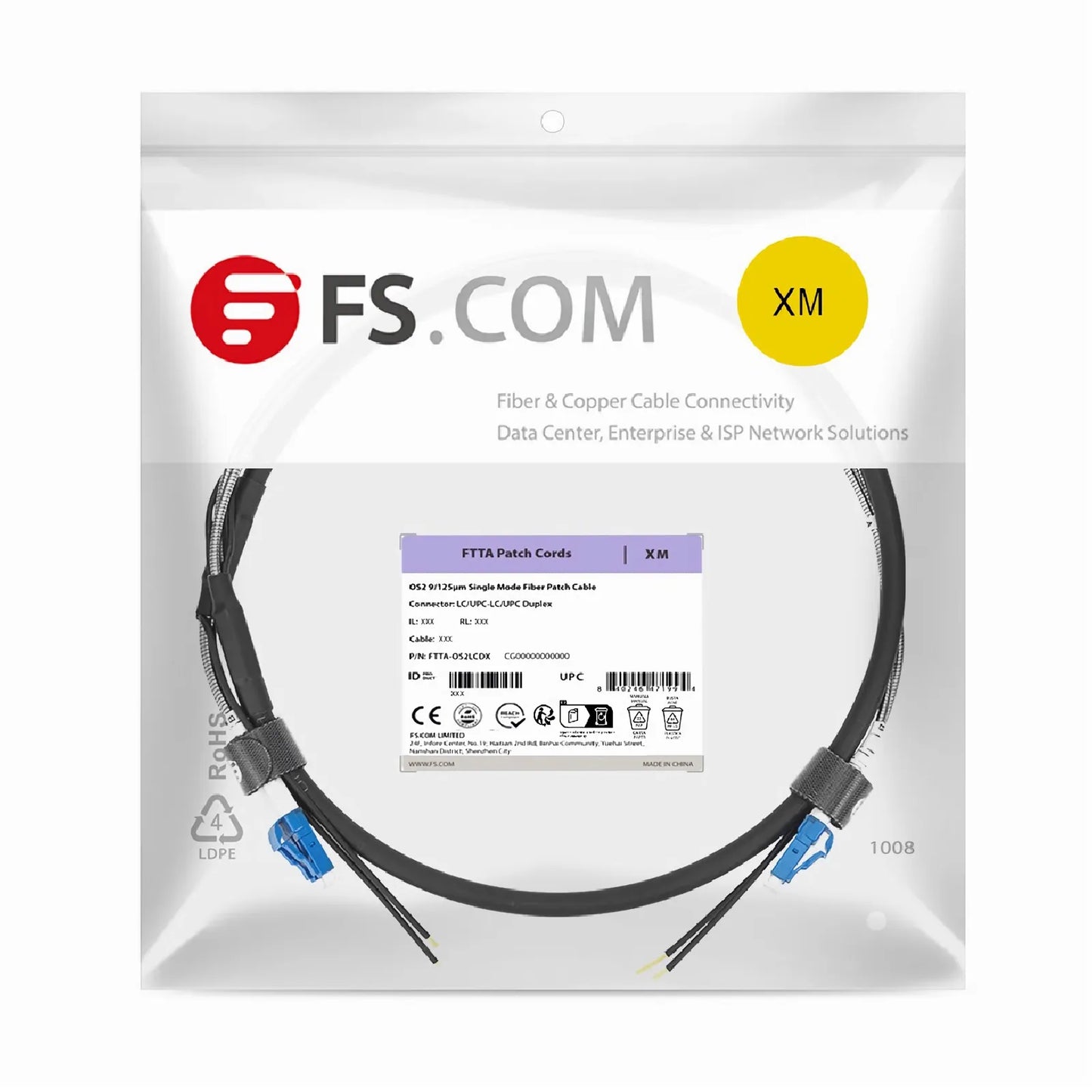 50m (164ft) LC UPC to LC UPC Duplex OS2 Single Mode 7.0mm LSZH FTTA Outdoor Fiber Patch Cable for Base Station