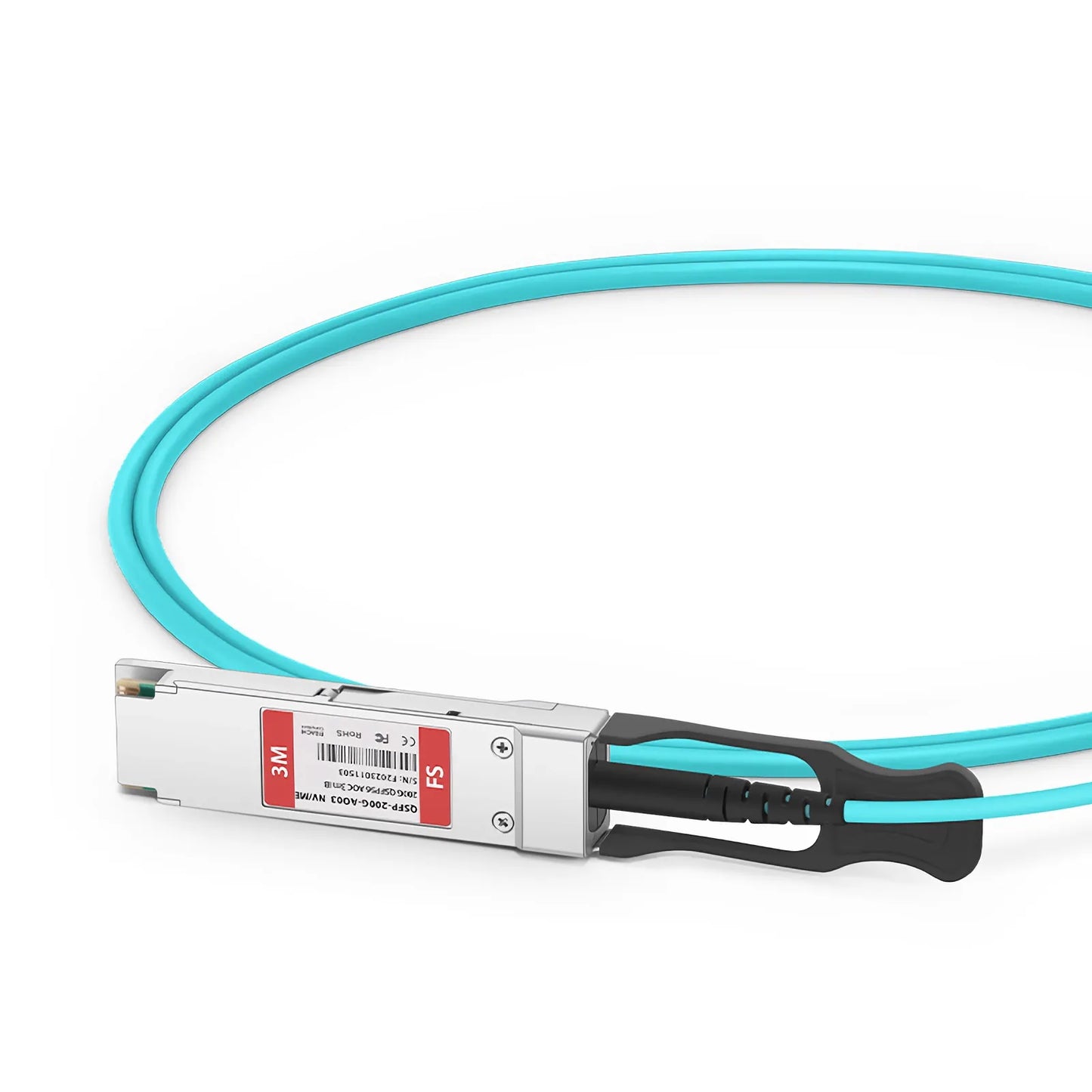 3m (10ft) NVIDIA/Mellanox MFS1S00-H003V Compatible 200G QSFP56 4 x 50G PAM4 InfiniBand HDR Active Optical Cable for Quantum Switches and ConnectX-6 HCA