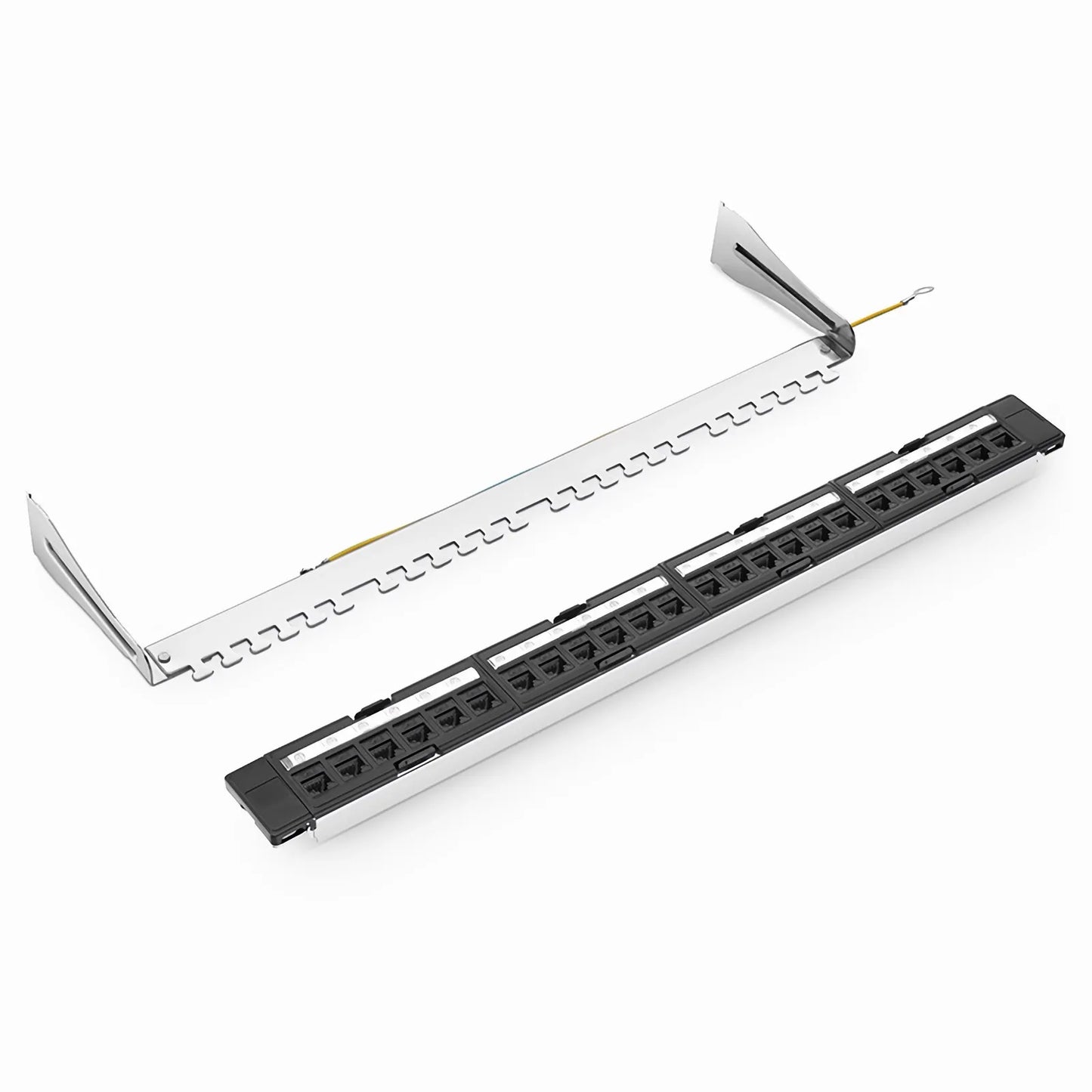 FDMP Cat6 110-Style Unshielded Recessed Patch Panel, 24-Port, 1RU, Cable Management Bar Included