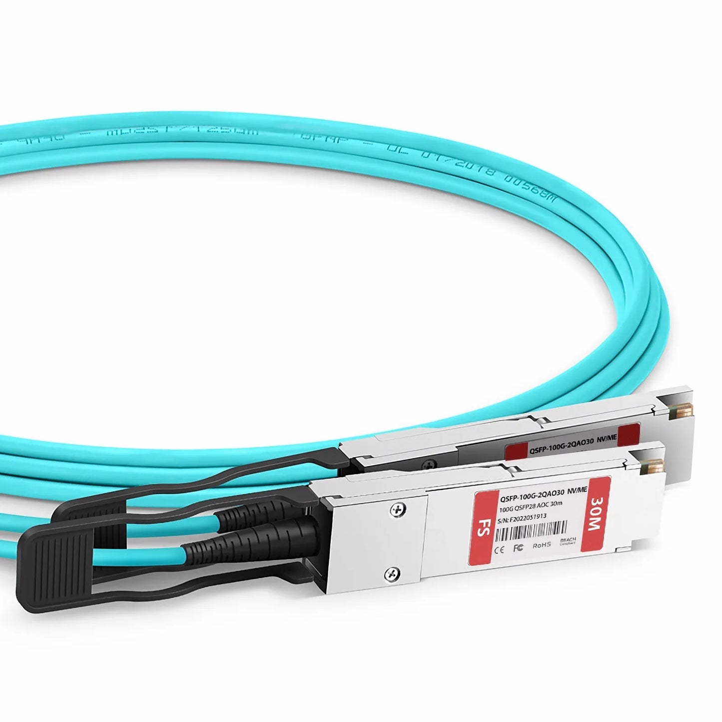 30m (98ft) NVIDIA/Mellanox MFA7A20-C030 Compatible 100G QSFP28 4 x 25G NRZ to 2 x 50G QSFP28 2 x 25G NRZ Ethernet Active Optical Breakout Cable