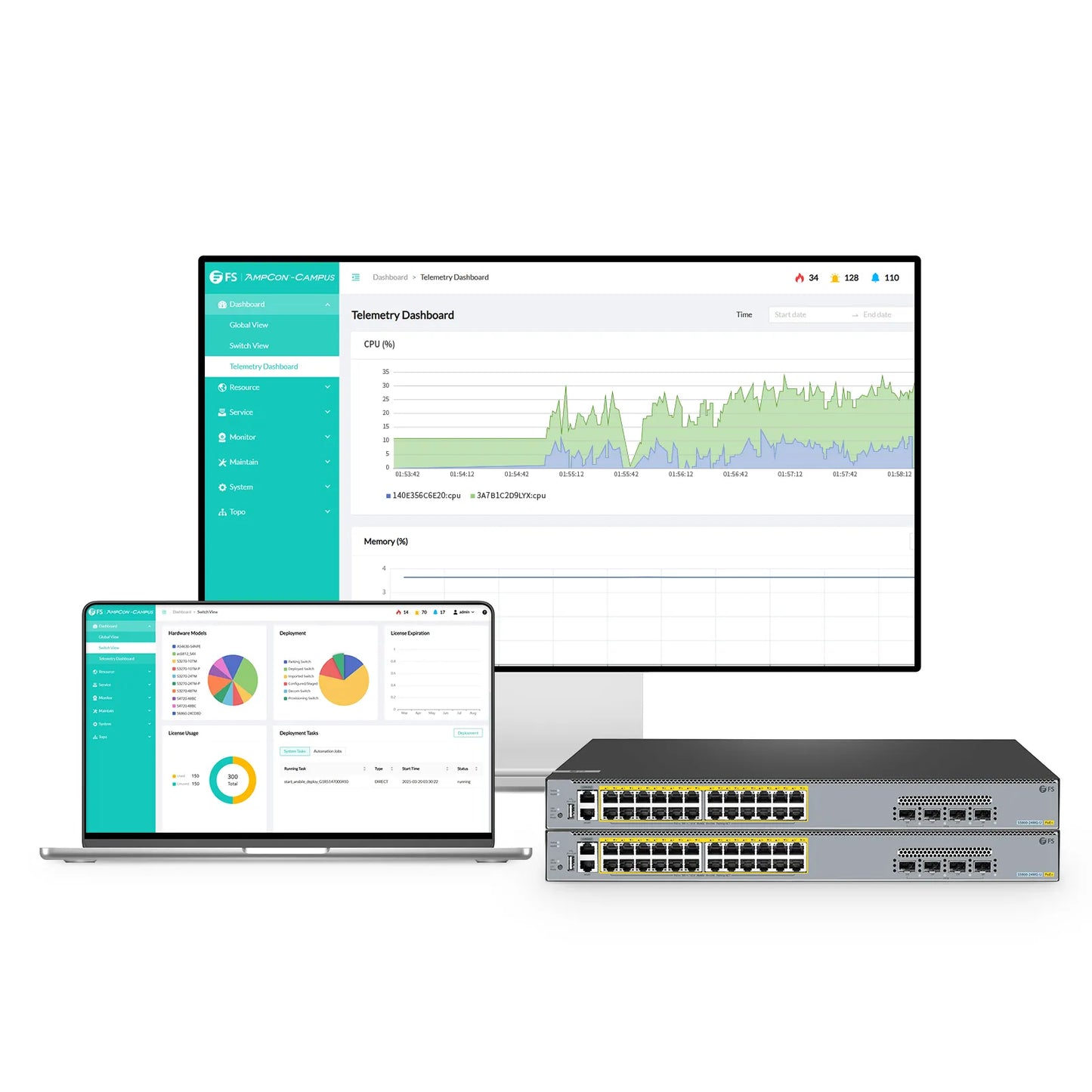 S5860-24MG-U, 24-Port Ethernet L3 PoE++ Switch, 24 x 5GBASE-T/Multi-Gigabit Ports, with 4 x 25Gb SFP28 Uplinks, PicOS®, Support MLAG & Perpetual PoE, Broadcom Chip